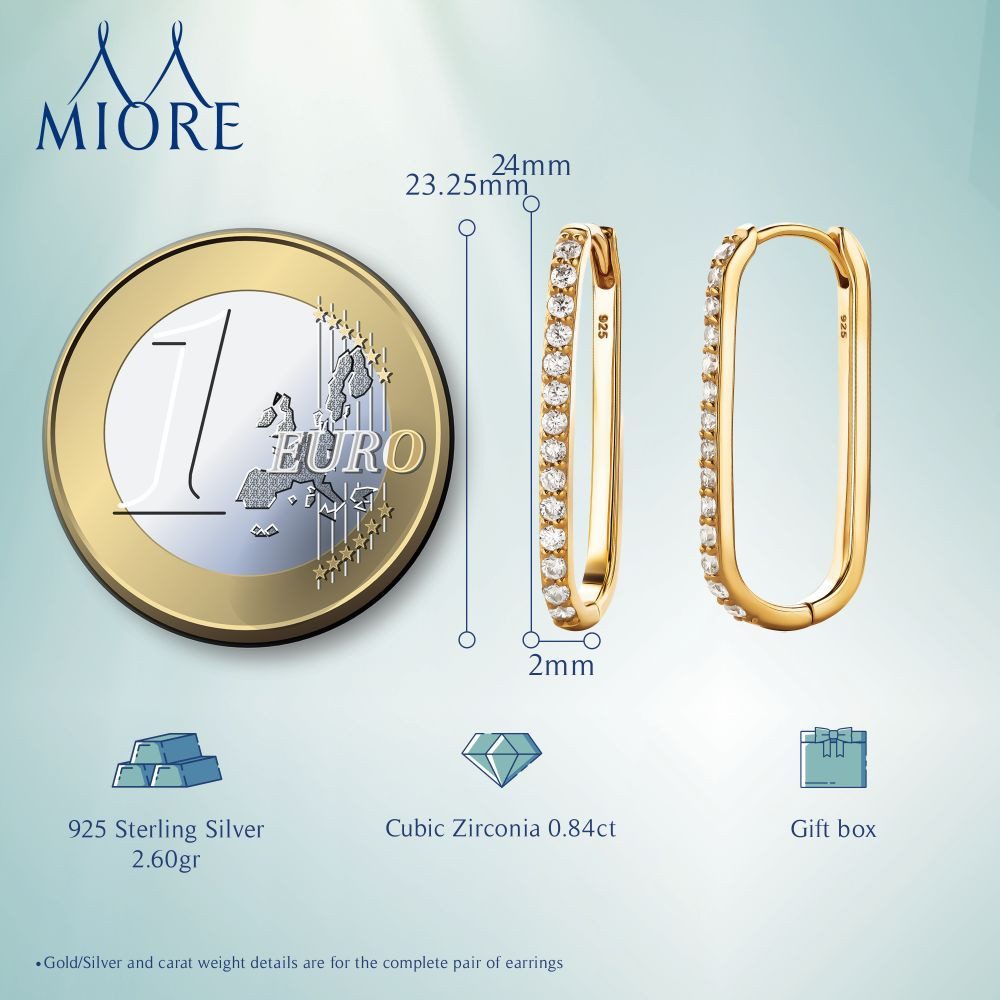 Miore Klappcreolen MSAE294E - 925 Sterling Silber Ohrringe vergoldet - Zirkonia 0,84 Kt, für Damen 18 Kt. vergoldet – Bild 5 von 5