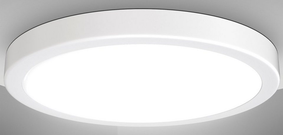 B.K.Licht LED Deckenleuchte BK_DL1538 LED Deckenlampe, 24W, 4.000K  Neutralweißes Licht, Ø38cm, LED fest integriert, Neutralweiß, 3.000 Lumen,  Weiße Küchenleuchte