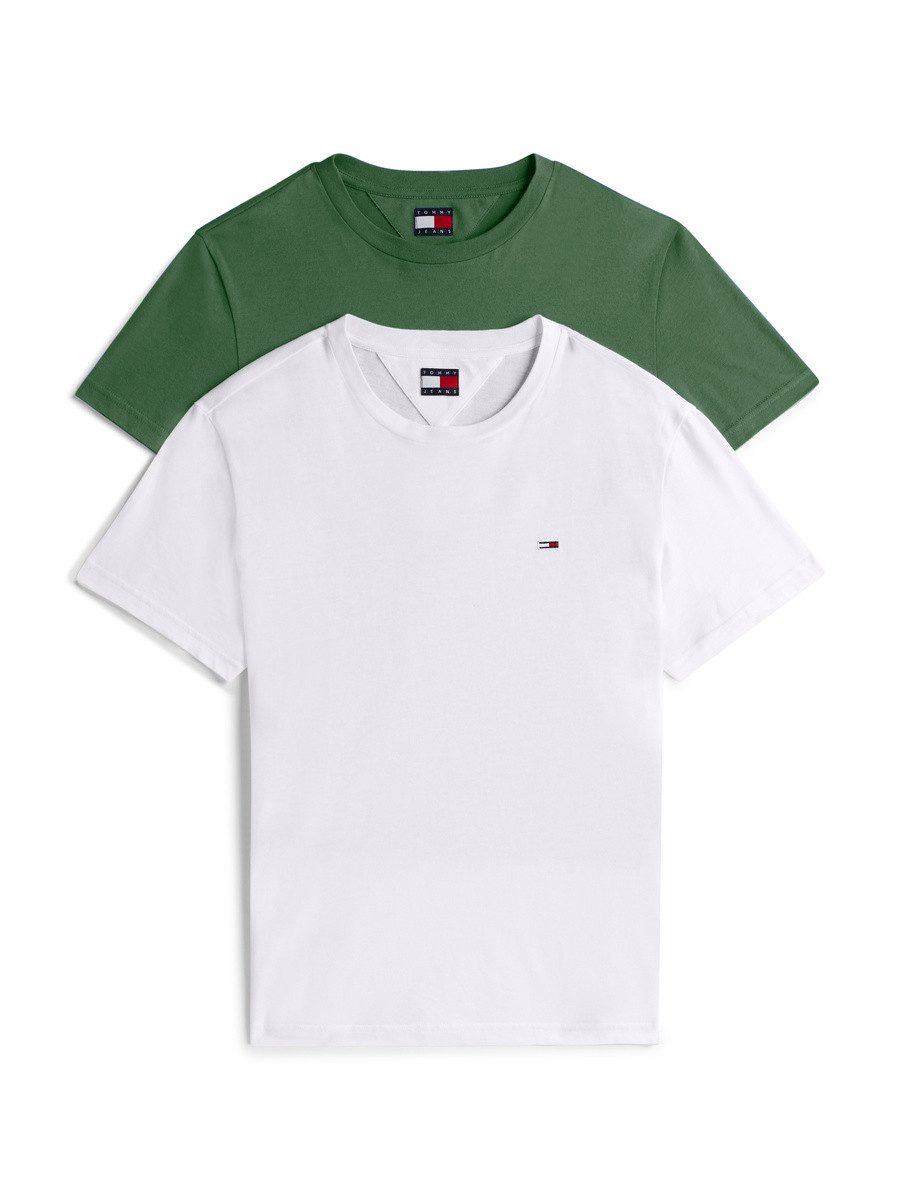 Tommy Jeans Rundhalsshirt TJM XSLIM 2PACK JERSEY TEE EXT (Packung, 2er-Pack) Logostickerei, 2Pack