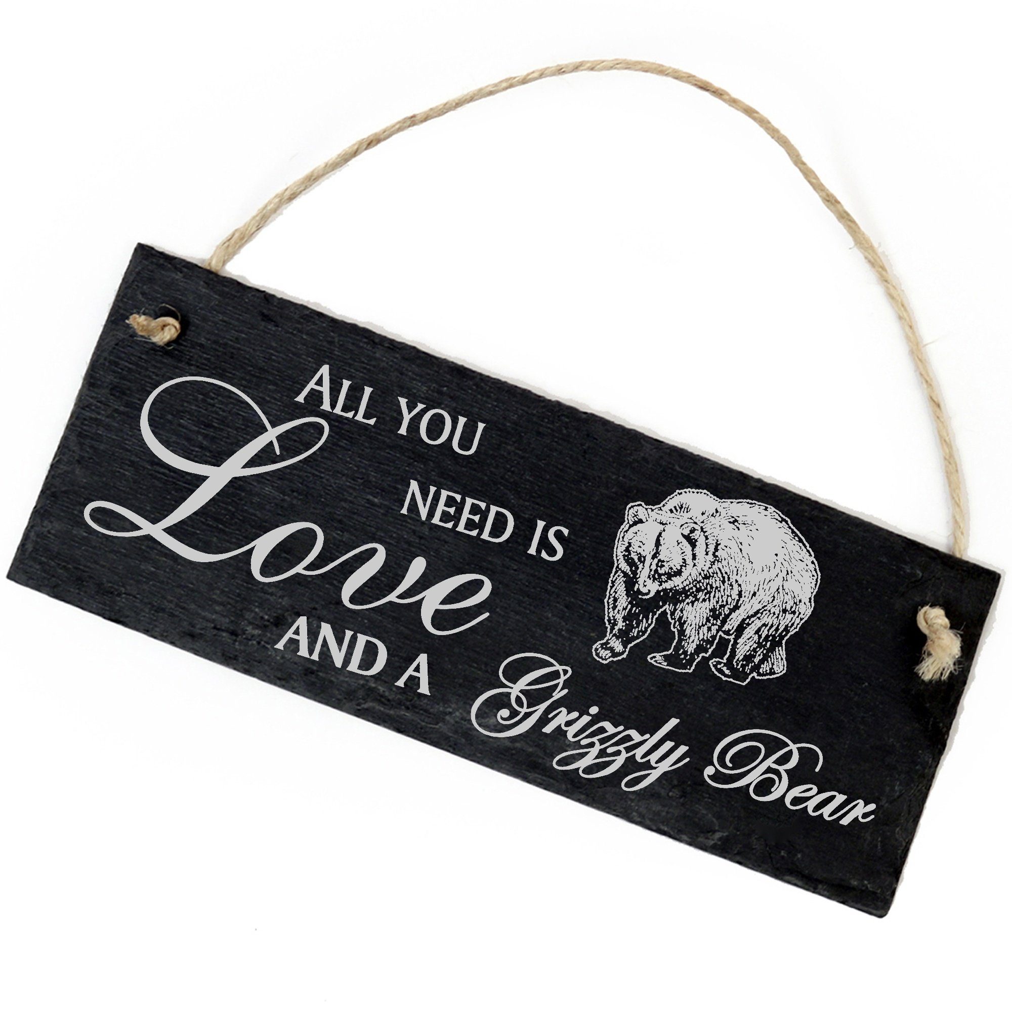 Dekolando Hängedekoration Grizzly Bär 22x8cm All you need is Love and a Grizzly Bear