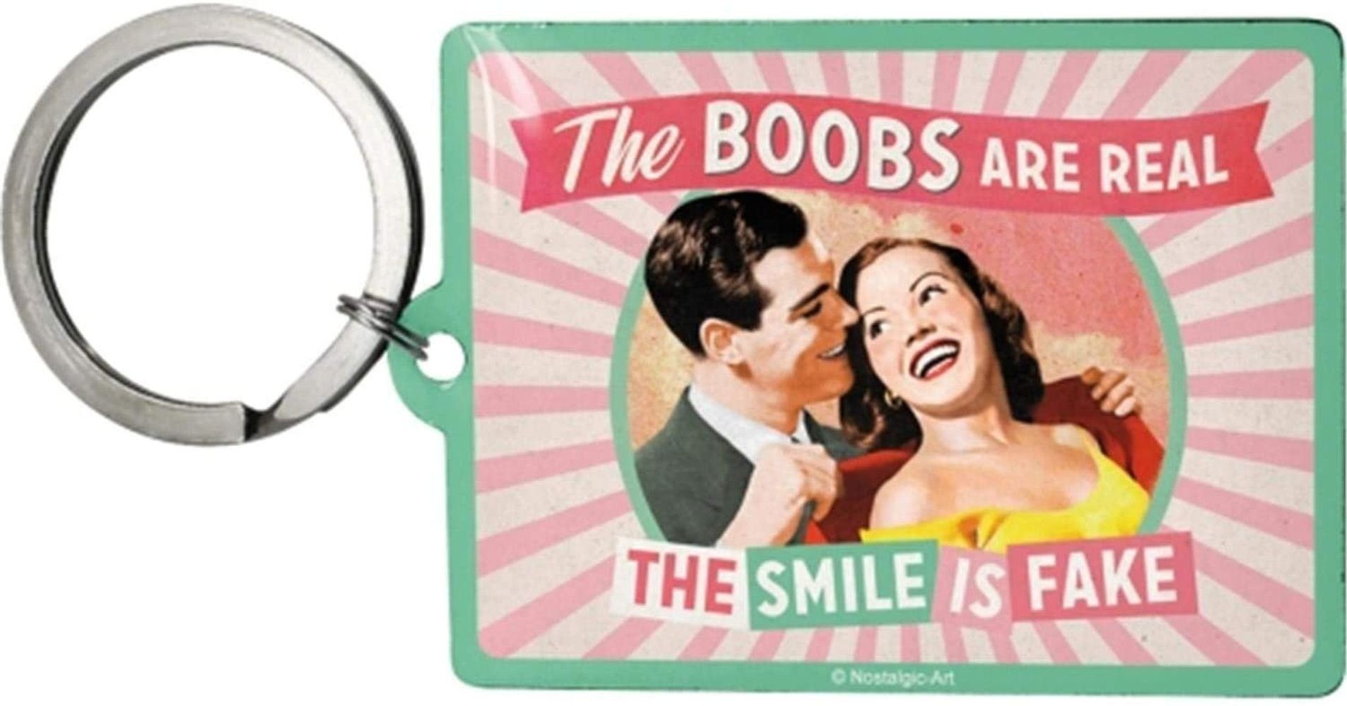 Schlüsselanhänger mit Gravur Edelstahl Schlüsselanhänger Eckig - The Boobs Are Real