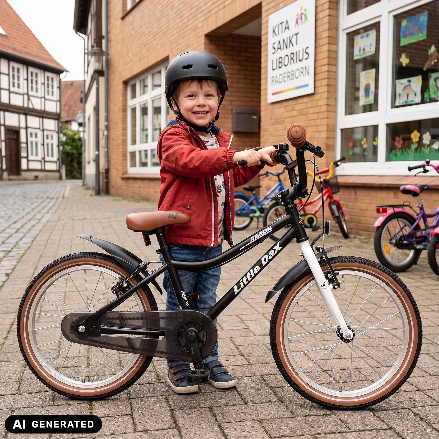 Bachtenkirch Kinderfahrrad 18 Zoll Schwarz Fahrrad für Kinder ab 4 Jahre, Schrittlänge des Kindes ab 48 cm, Einstellbare Sattelhöhe 52 bis 60 cm