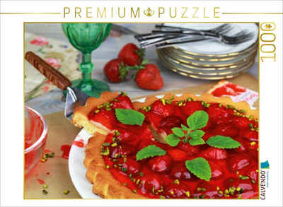 CALVENDO Puzzle CALVENDO Puzzle Erdbeertorte mit Pistazien und Zitronenmelisse 1000 Teile Lege-Größe 64 x 48 cm Foto-Puzzle Bild von Gerd Gropp, 1000 Puzzleteile