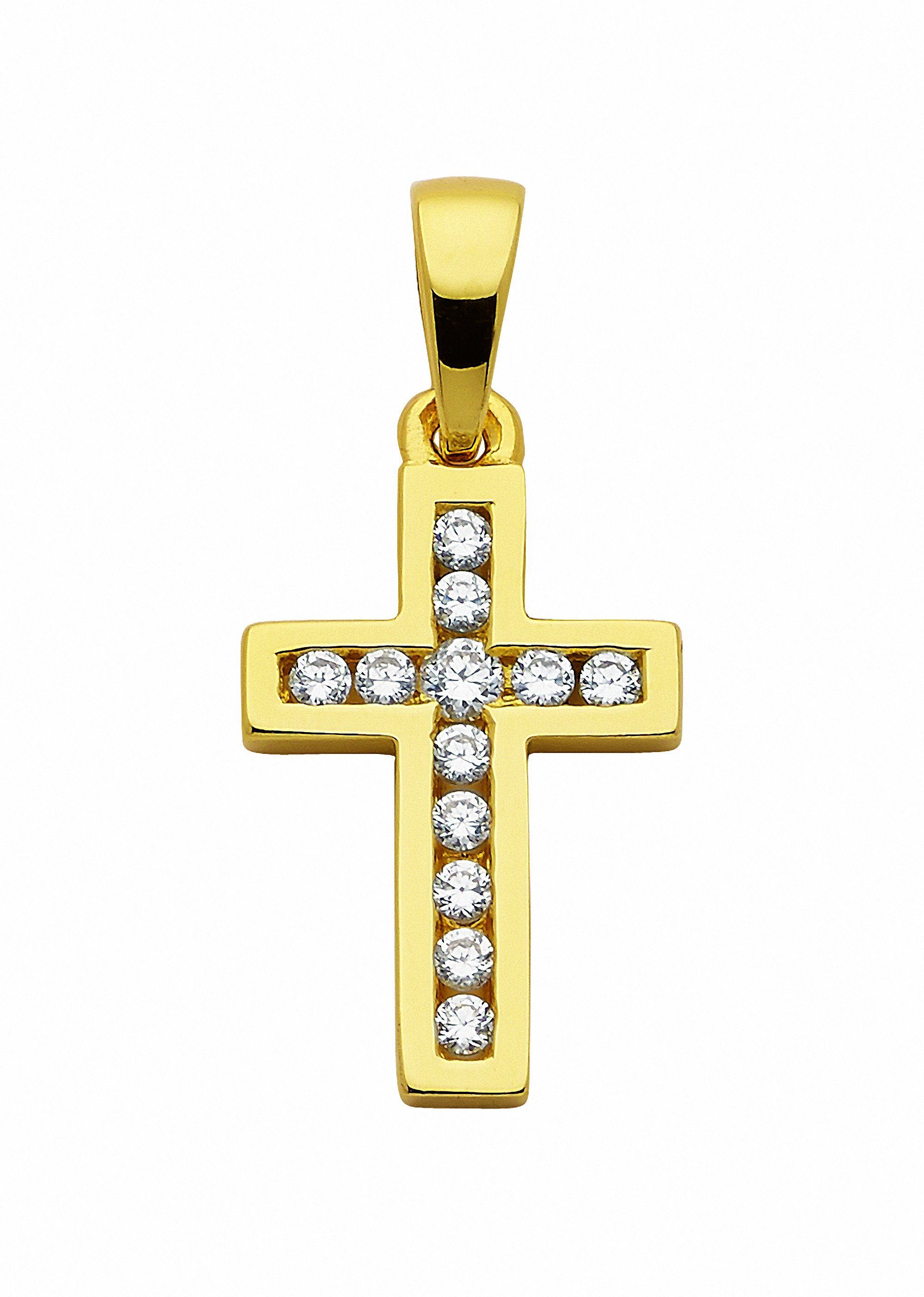 Zirkonia, Adelia´s Schmuckset mit Set Halskette Silber Anhänger mit Anhänger - Kette 925 mit Kreuz