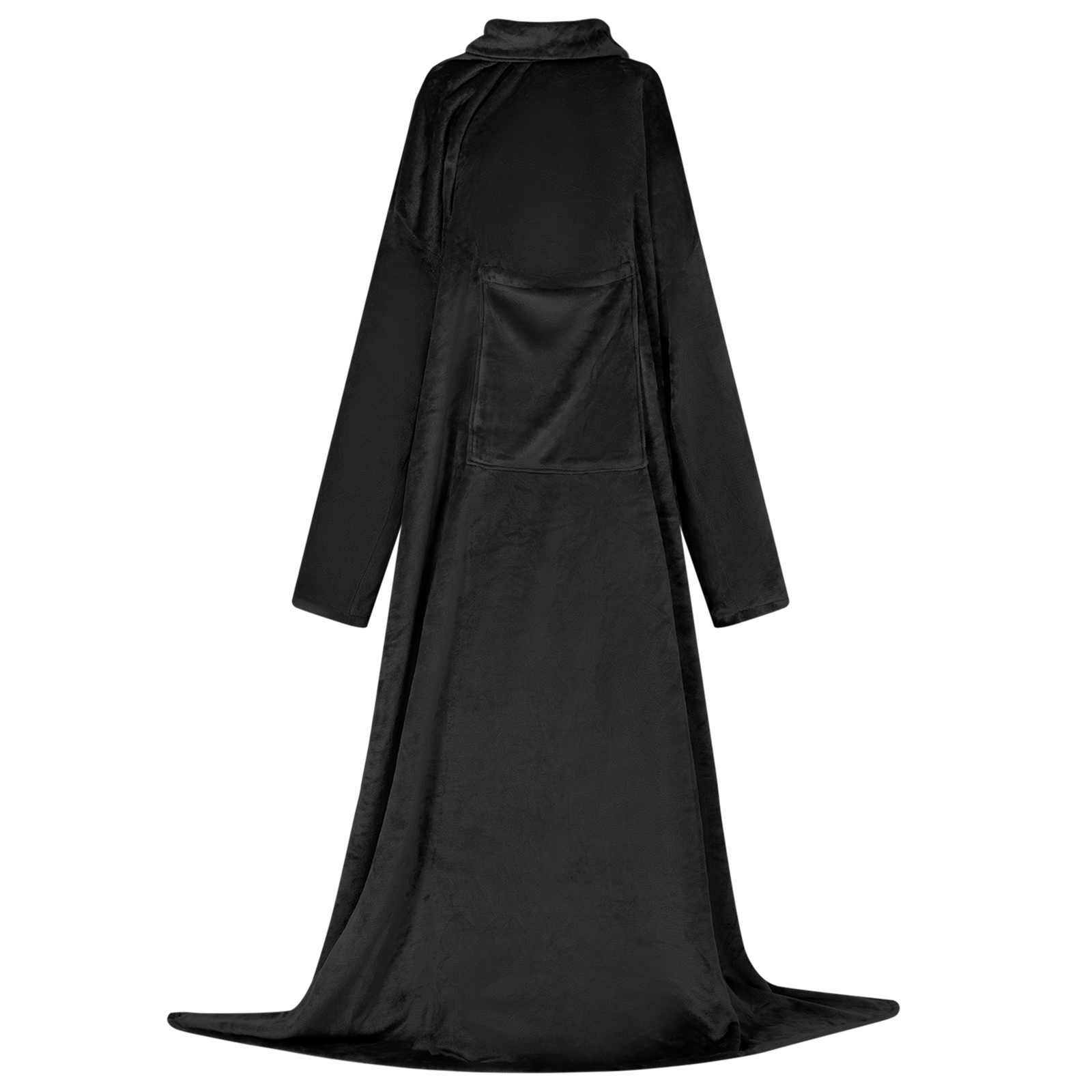 Unisex-Bademantel Decken-Hoodie Schwarz F Flanell