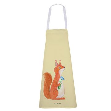 Mr. & Mrs. Panda Kochschürze Eichhörnchen Blume - Gelb Pastell - Geschenk, Küchenschürze, Grillsch, (1-tlg), Große Fronttasche