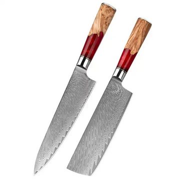 Muxel Damastmesser Exklusives Damast-Messerset: Unübertroffene Schärfe, Eleganz und Einzi, Jedes Messer ein Unikat