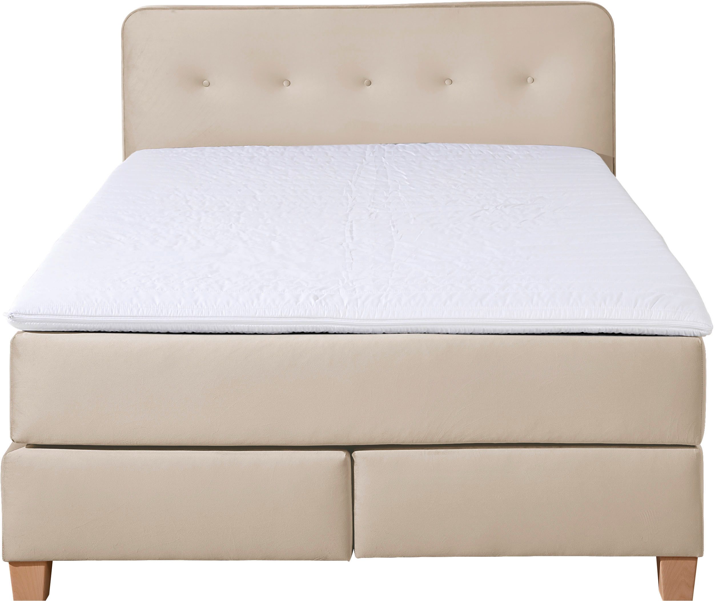 Home affaire Boxspringbett Fargo, inkl. Topper, in 3 Matratzenarten, in Samt- oder Strukturstoff