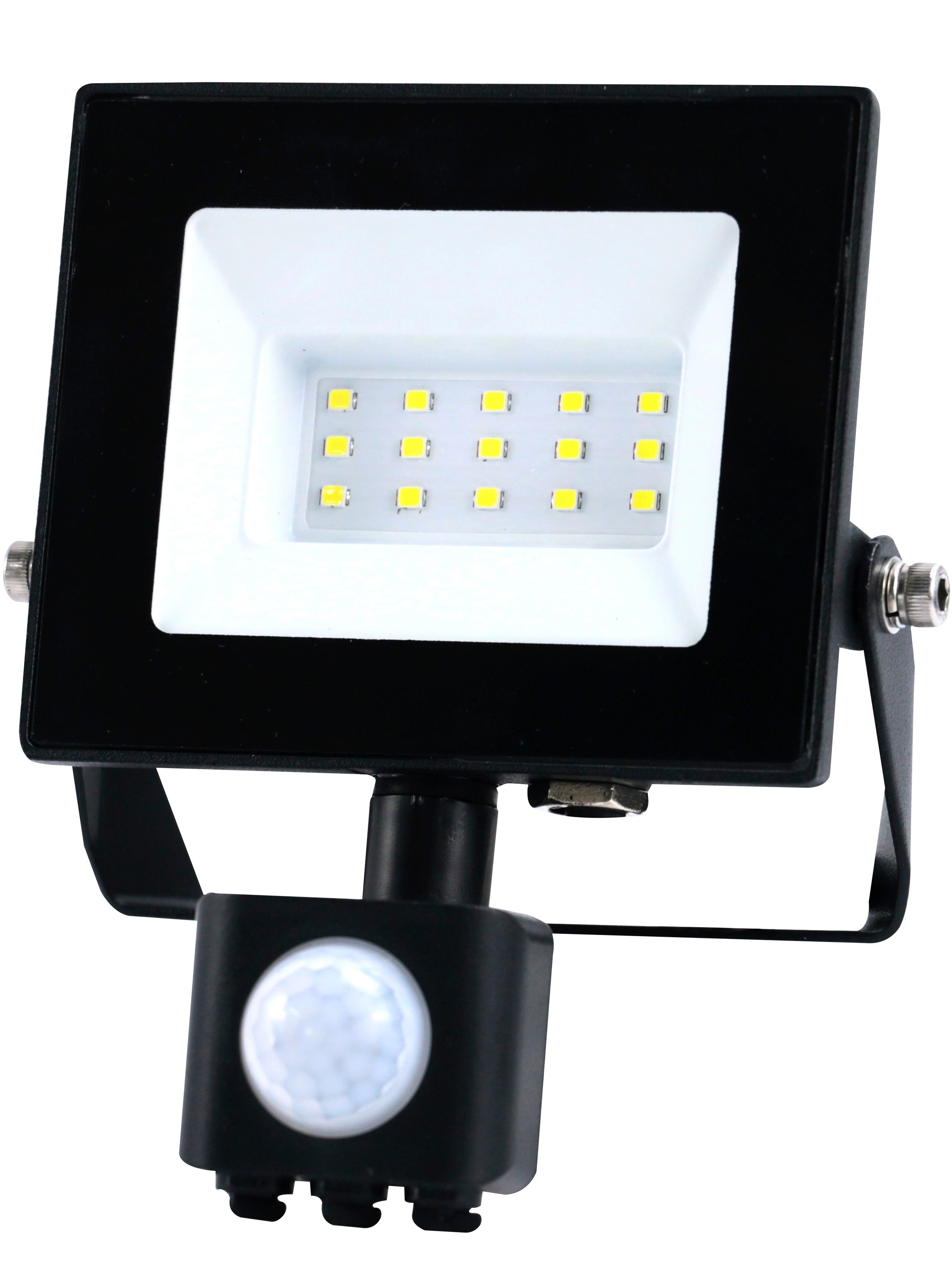 HEITRONIC LED Flutlichtstrahler LED Flutlichtstrahler BOLTON 2.0, LED fest integriert, 10 Watt, 3000 K. mit Sensor mit 500mm Anschlusskabel und freien Enden