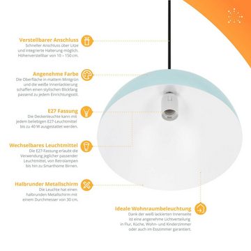 LED Universum LED Pendelleuchte "Jada" mint, Ø 30cm, E27 Fassung, max 40W