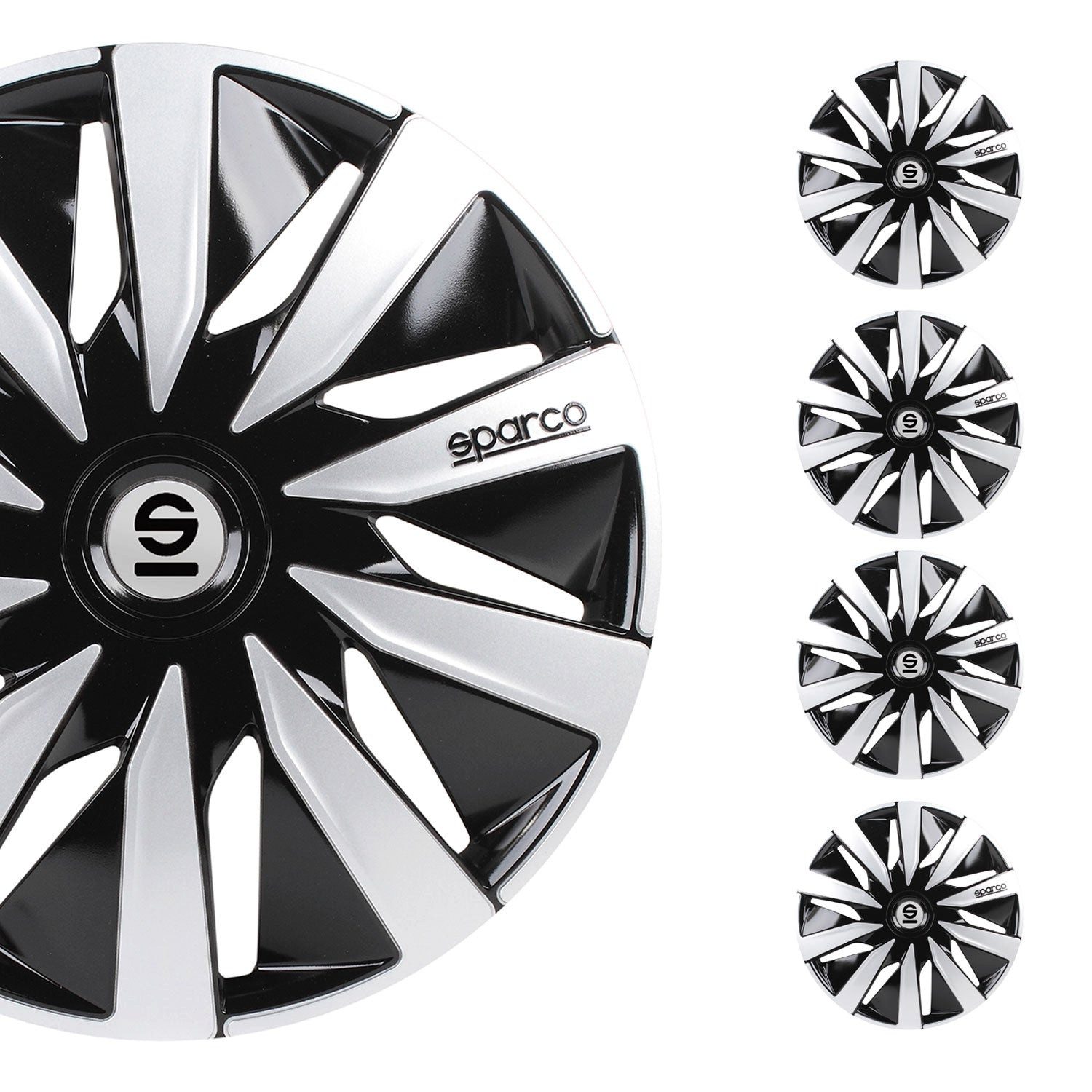 OMAC Radkappen Sparco 14 Zoll Roma Silber Grau 4tlg, (4-St) Einfache Installation, Haltbar