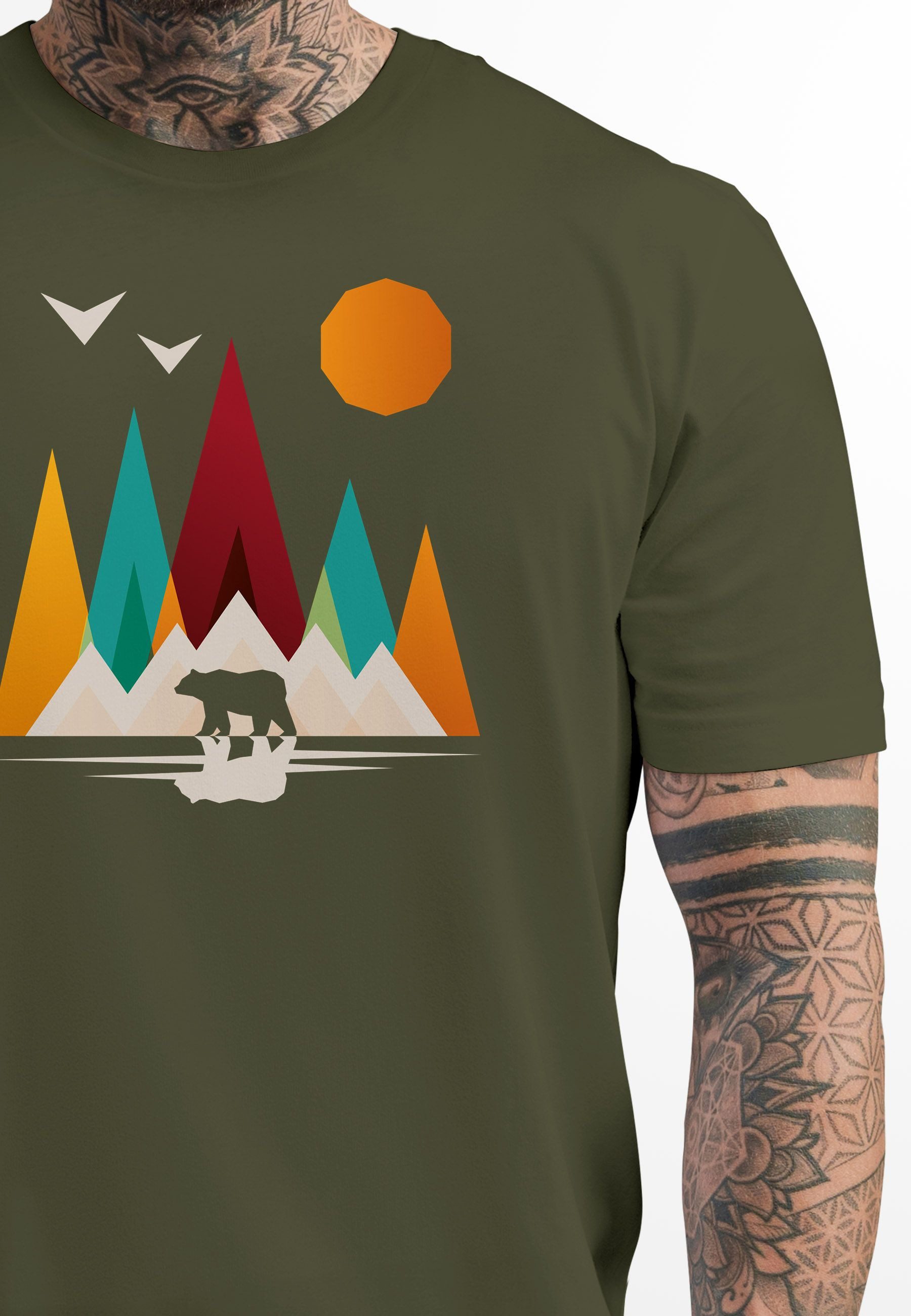 Neverless Print-Shirt Herren T-Shirt Berge Bär Natur Polygon Outdoor Prints günstig online kaufen