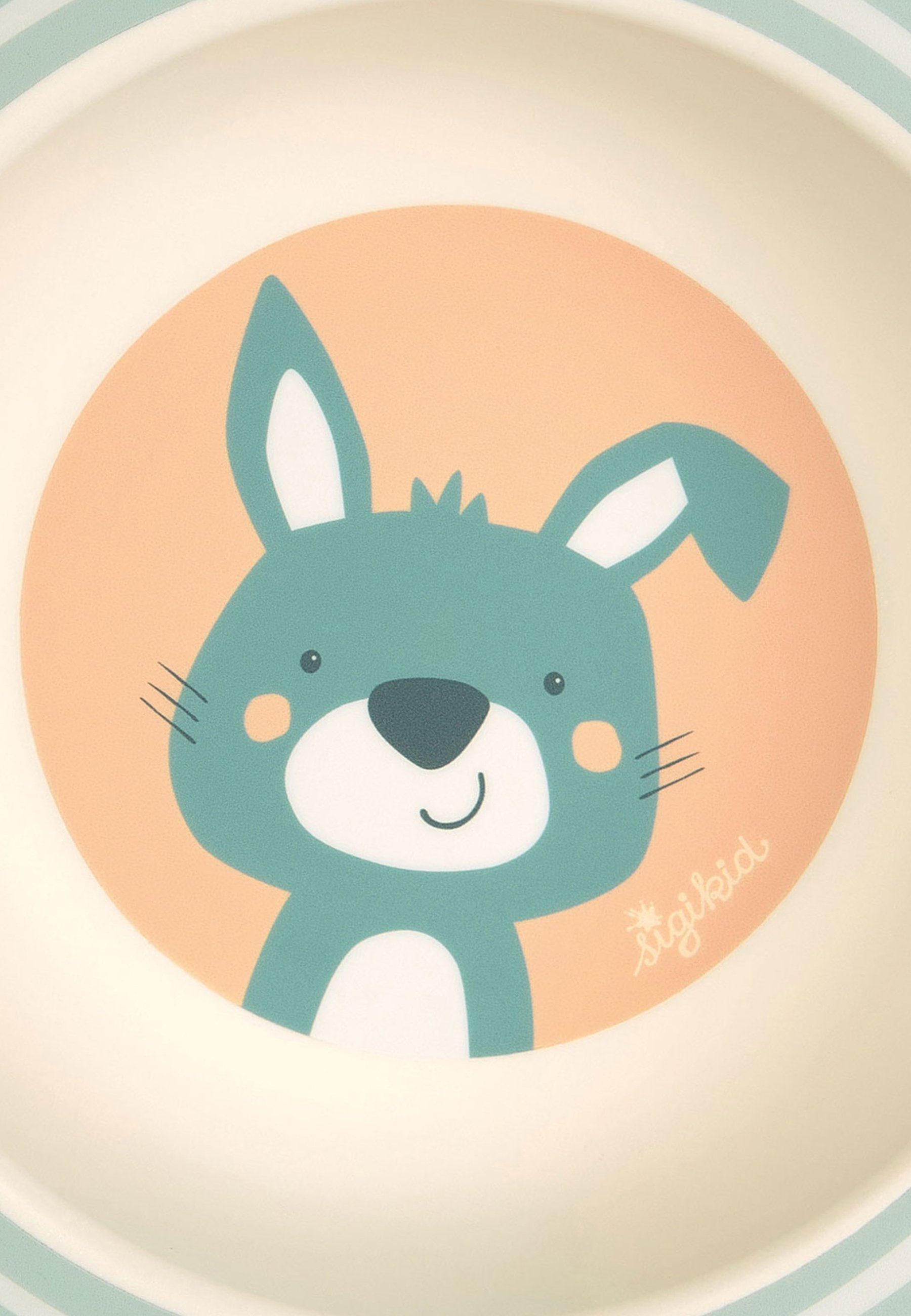 Sigikid Kindergeschirr-Set Kindergeschirr Schüssel Hase rPET "4 Freunde" (5-tlg), Material außen: 100% rPET, Material innen: Silikonring im Boden