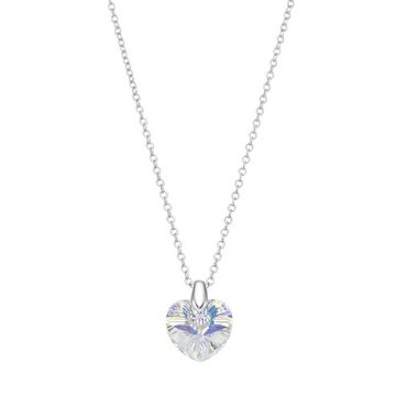 Smart Jewel Herzkette mit Kristall Stein in Herzform, Silber 925