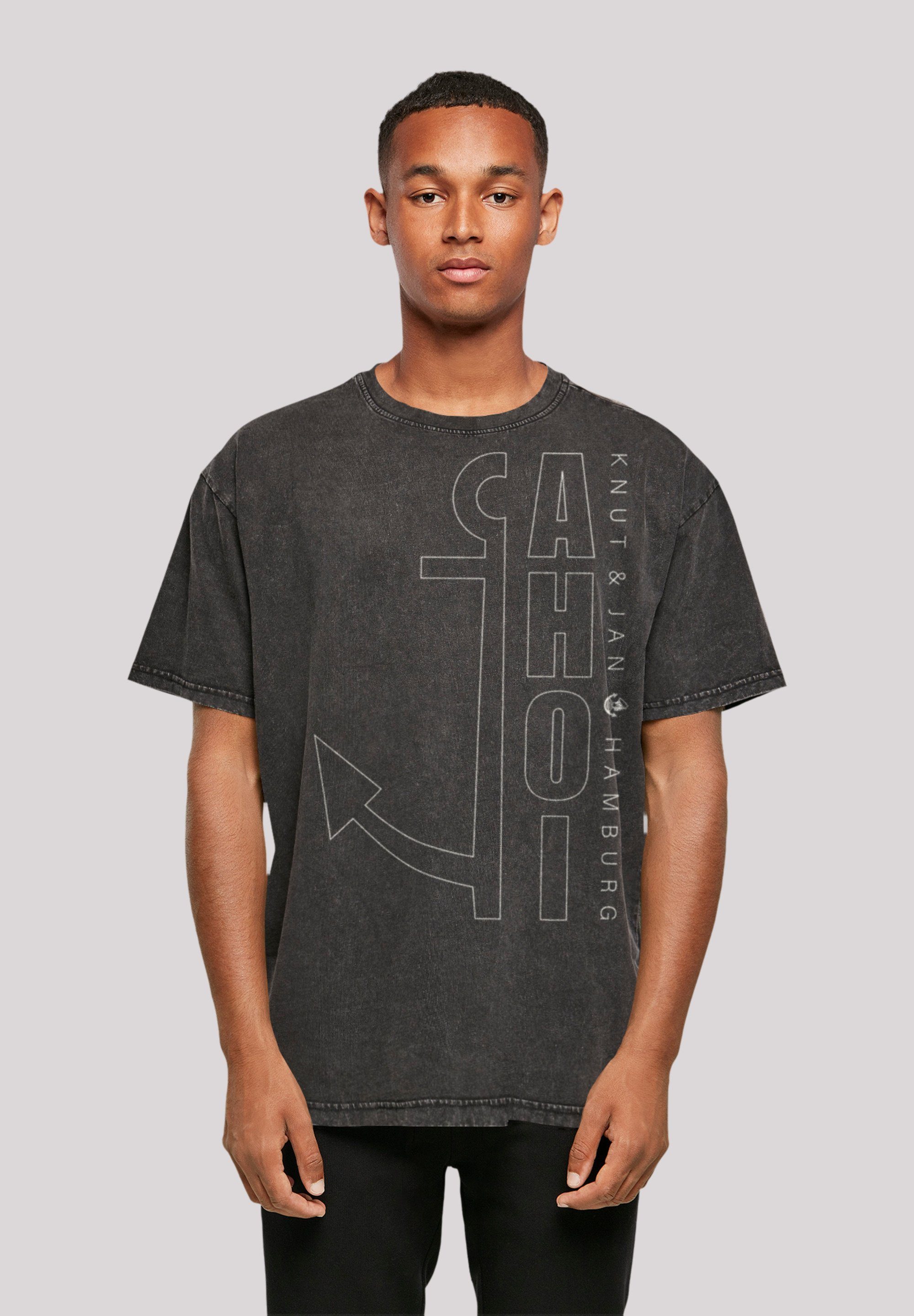 F4NT4STIC T-Shirt Ahoi Anker Outlines Print schwarz