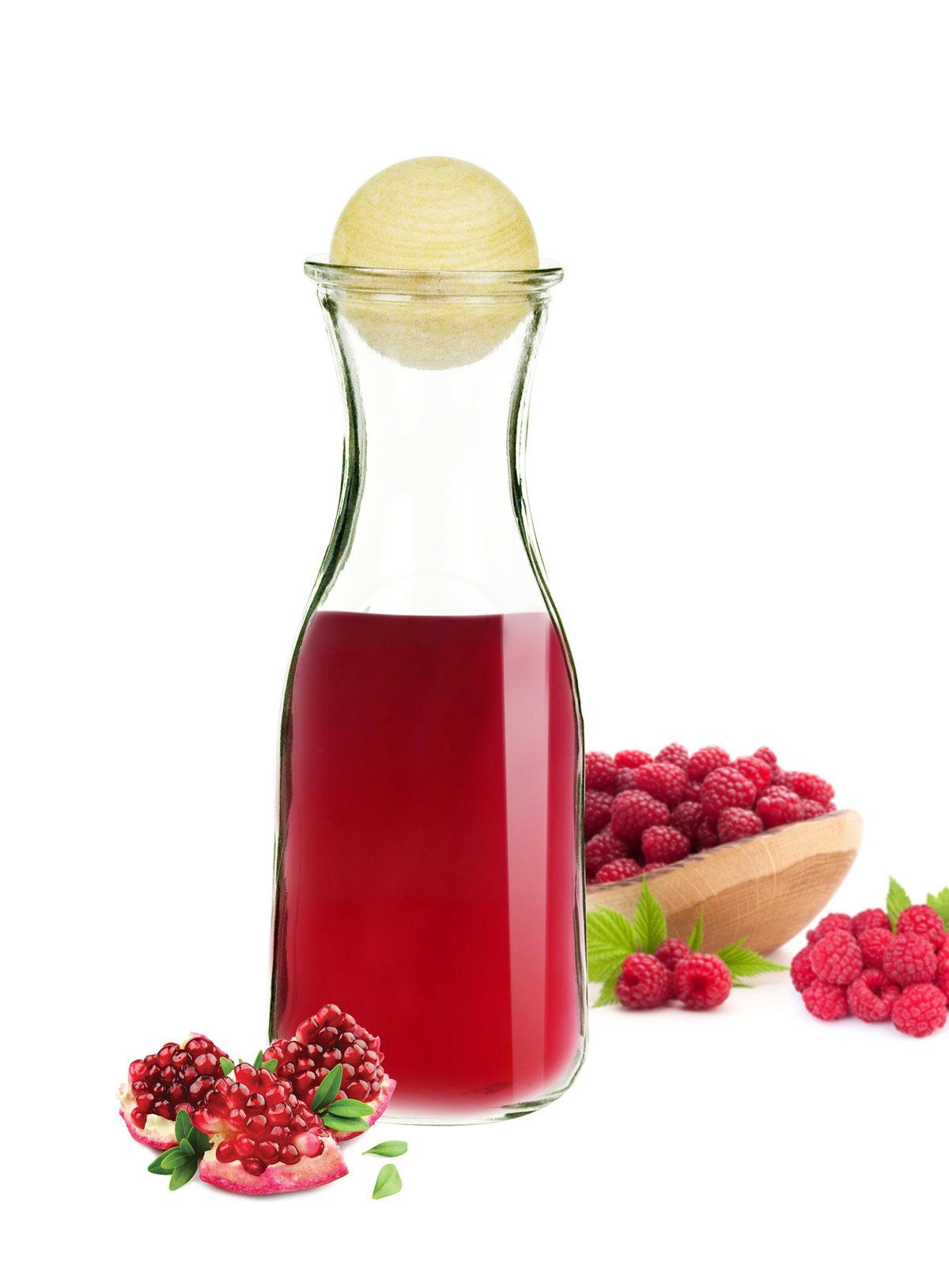 Sendez Karaffe Glaskaraffen Set mit Holzstöpsel 1x270ml und 1x470ml Weinkaraffe