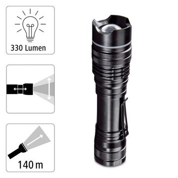 Hama LED Taschenlampe LED Taschenlampe Outdoor mit Clip, 330 Lumen, 3 Lichtmodi, - LED-Farbe: Rot, Weiß - Leuchtweite: 100 m - 3 AAA Batterien