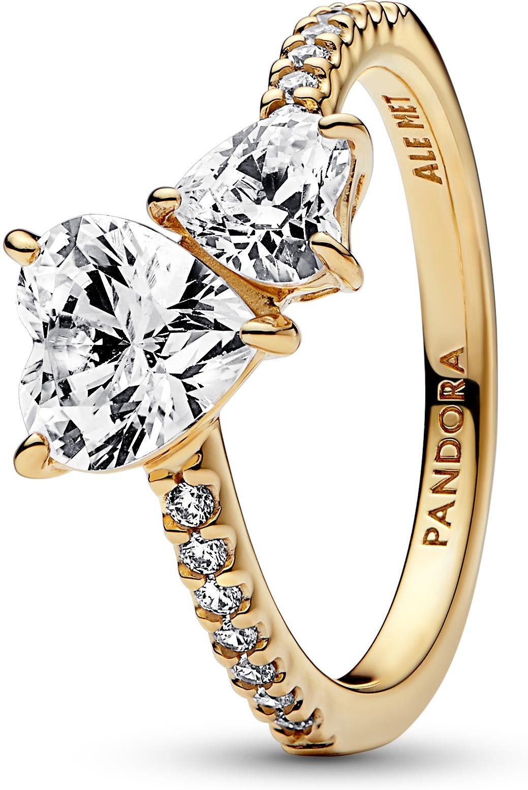 Pandora Fingerring Pandora Doppel-Herz Funkelnder Ring 161198C01 Damenring