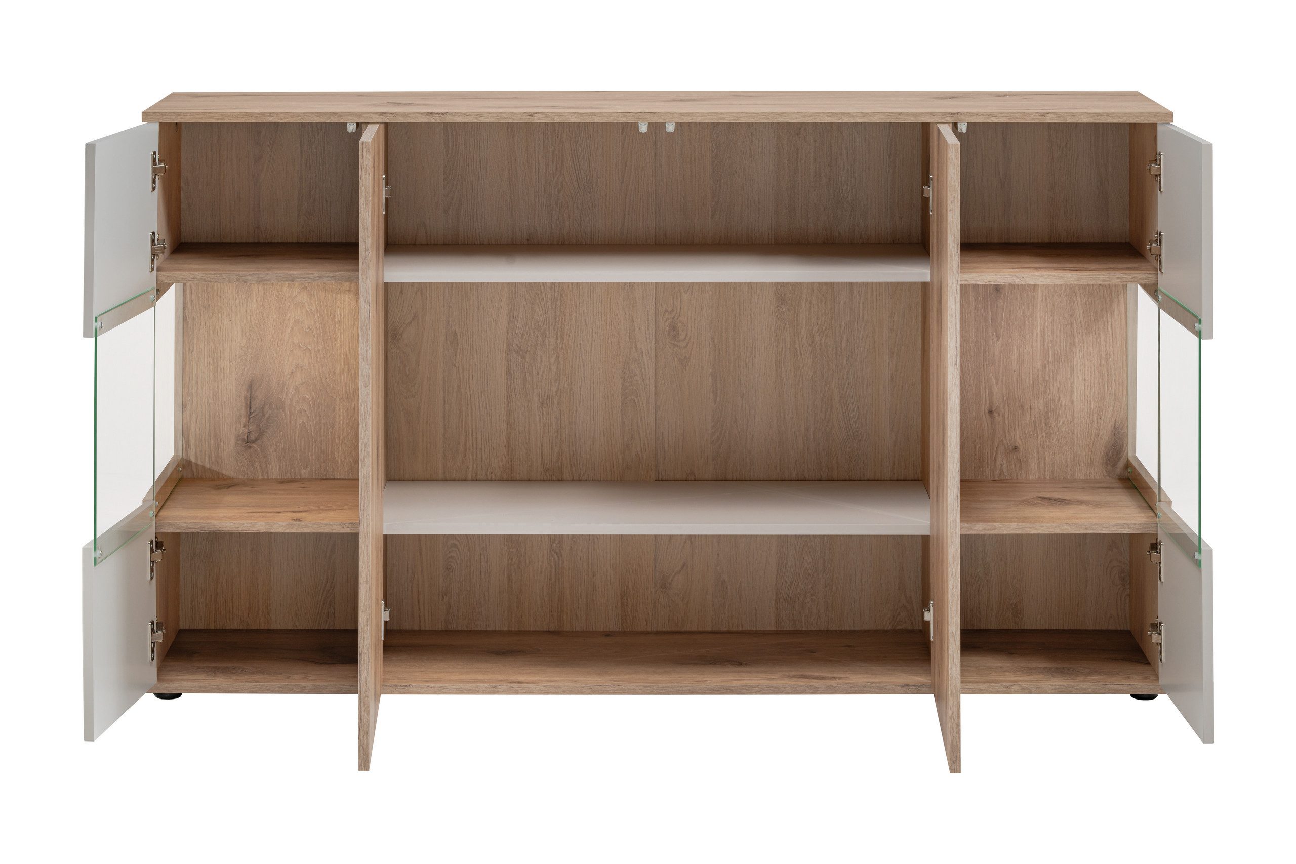 ASM-Moebel Kommode Sideboard Kommode CATALINA mit Rillenfront Led und Push-Click System, Mit Led Beleuchtung und Push-Click System.