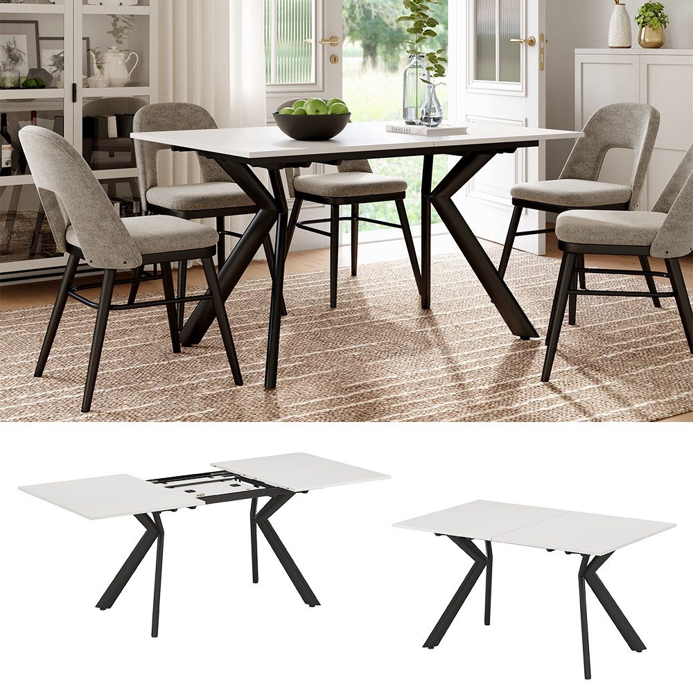 Vicco Esstisch Trill, Weiß/Schwarz, 140 x 90 cm ausziehbar günstig online kaufen