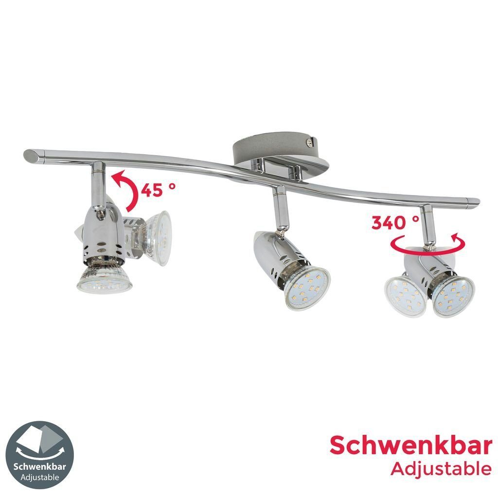 Warmweiß, - 4x BKL1149, Deckenspot 3W Leuchtmittel B.K.Licht Chrom Deckenstrahler Deckenlampe 4-flammig LED Deckenleuchte Spotleuchte wechselbar, Wohnzimmerlampe GU10