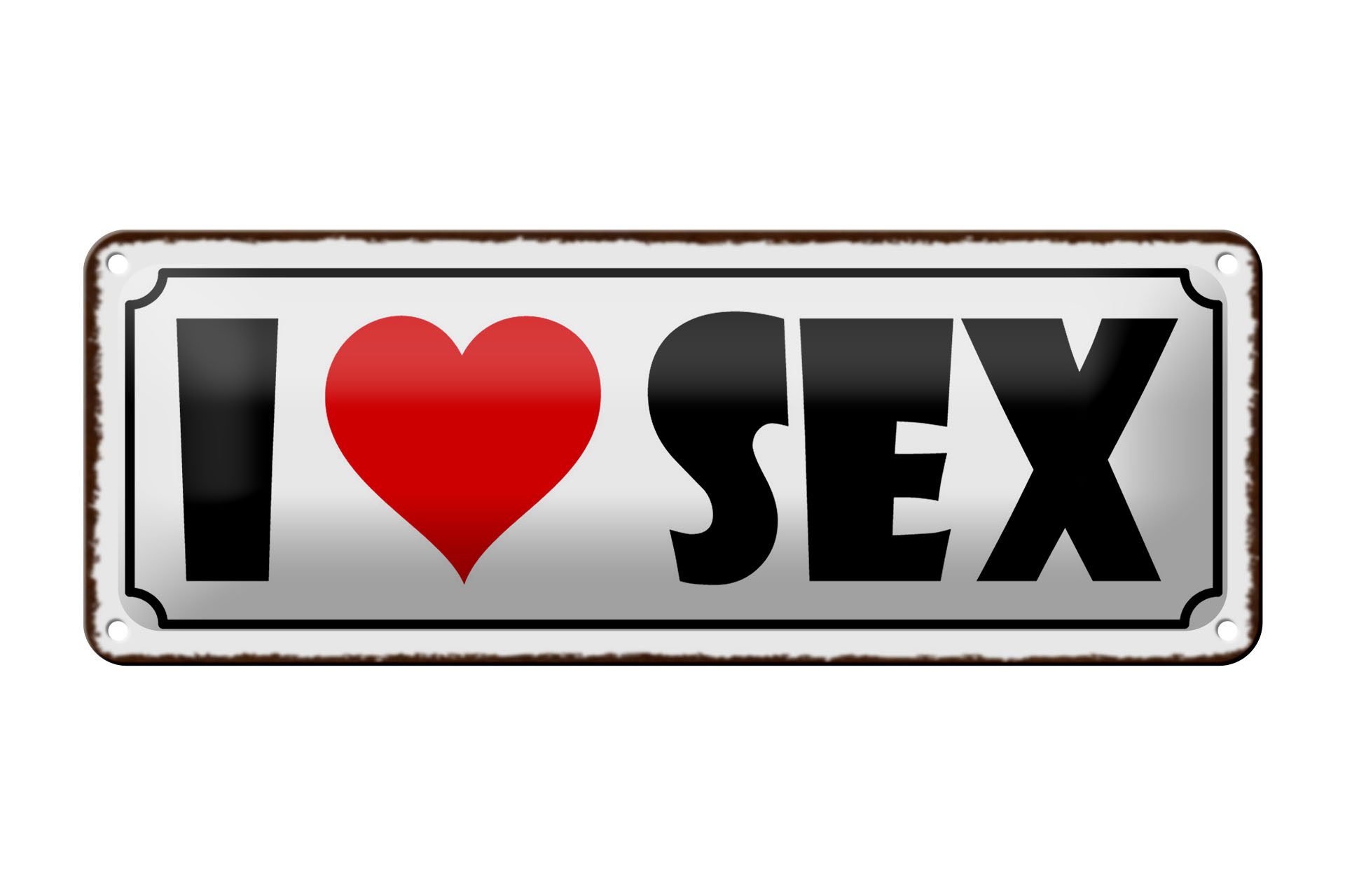 Femer GmbH Metallschild Spruch 27x10cm i Love Sex, (1 St), gewölbte Oberfläche, abgerundete Ecken, umgeschlagene Kanten