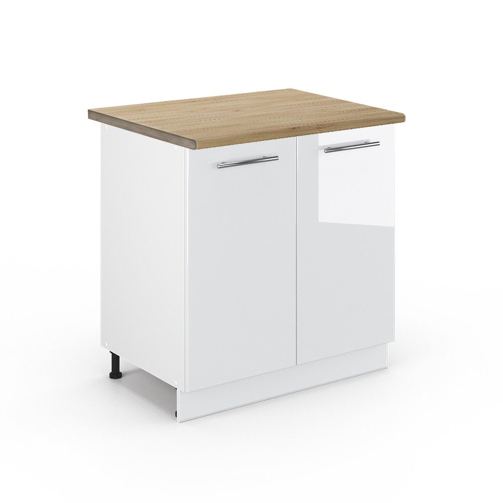 Vicco Spülenunterschrank Fame-Line Weiß Hochglanz/Weiß 80 cm mit Regal AP E günstig online kaufen