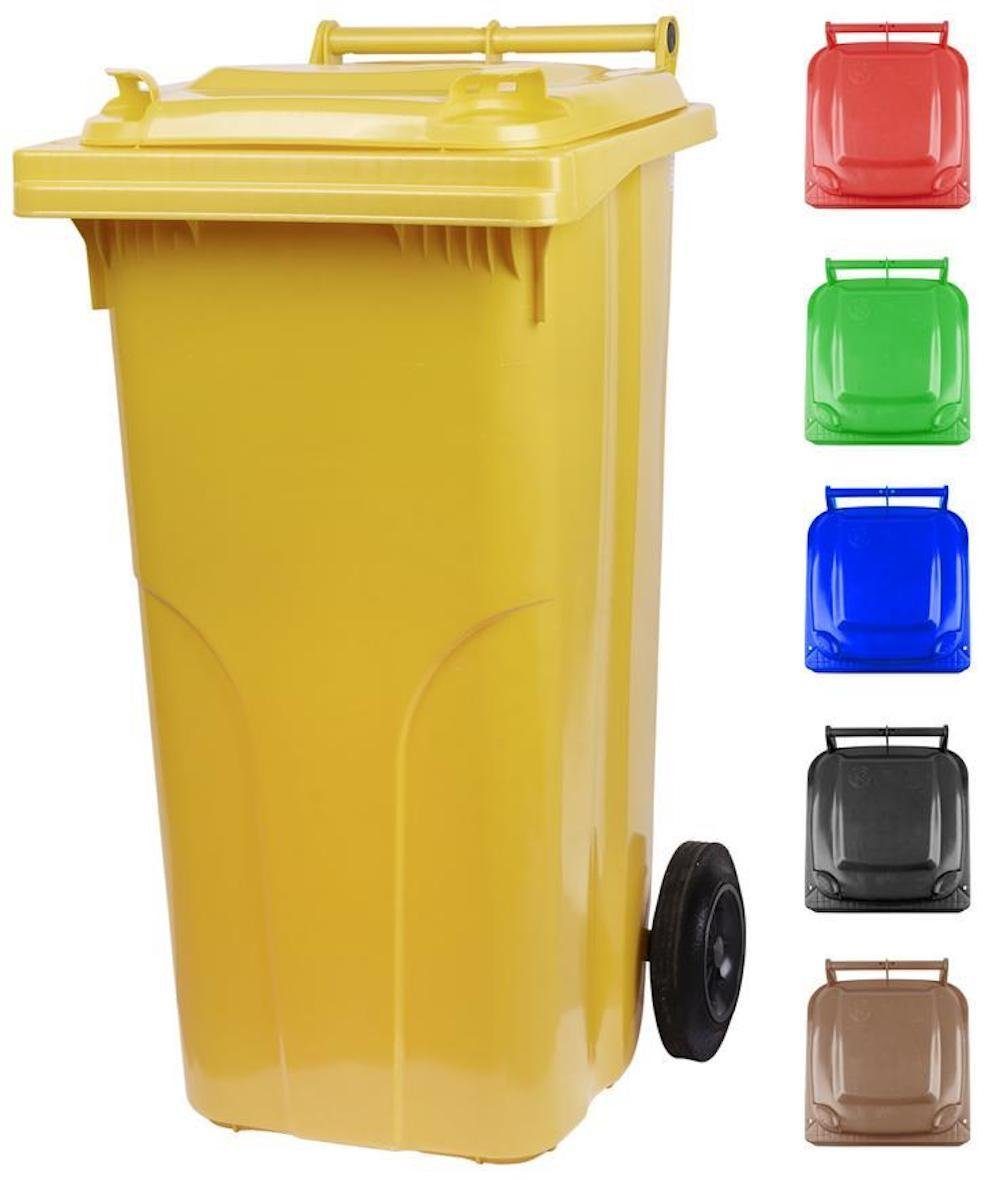 120 Mülltonne Mülltrennsystem Gelb MGB Blau PROREGAL® Liter HDPE-Kunststoff