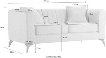 Places of Style 2-Sitzer MATTHEW B/T/H: 170/86/74 cm, Steppung im Rücken, lose Sitzkissen, incl. Zierkissen