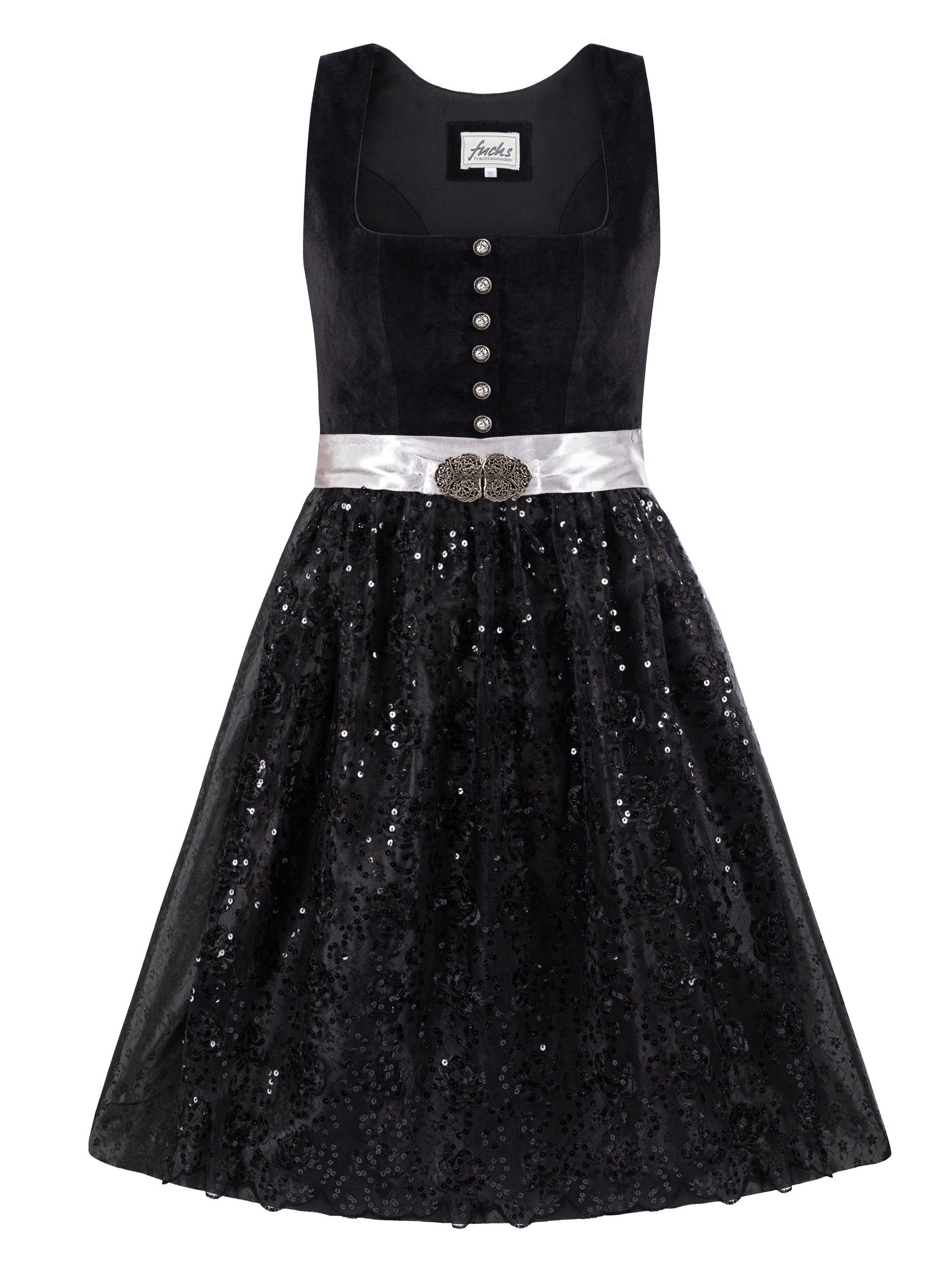 Trachten24.de Dirndl Midi Dirndl Cilli schwarz (2-tlg) Rockteil 65cm