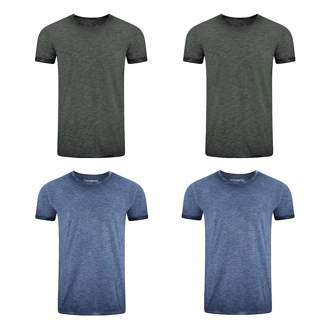 riverso T-Shirt Fit (4-tlg) 100% Shirt 3 Rundhalsausschnitt Kurzarm RIVMatteo Herren Regular Tee mit Shirt aus Pack Baumwolle Basic