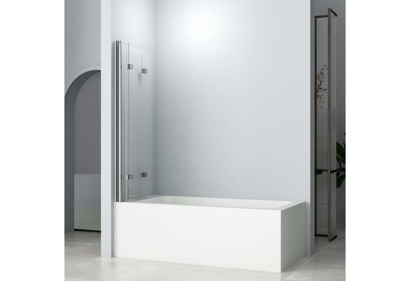 Thumbnail - Hopibath Badewannenaufsatz 130x140cm Badewannenfaltwand Duschwand Badewanne 3 teilig faltbar, 6mm Sicherheitsglas + beid...