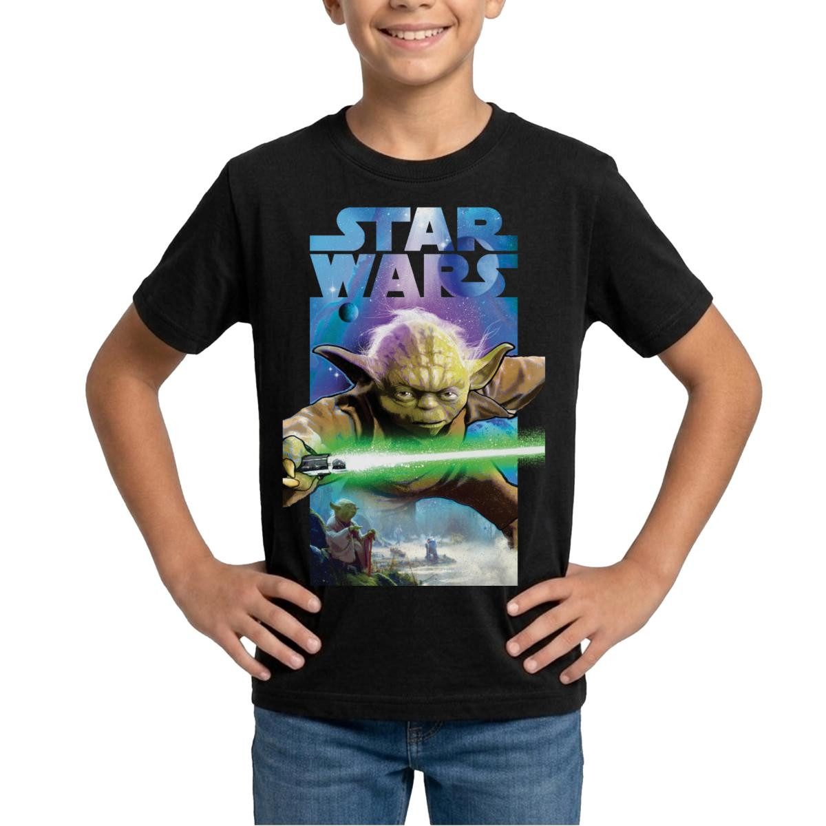 Spreadshirt T-Shirt Star Wars Meister Yoda Und Grünes Lichtschwert Teenager T-Shirt (1-tlg)