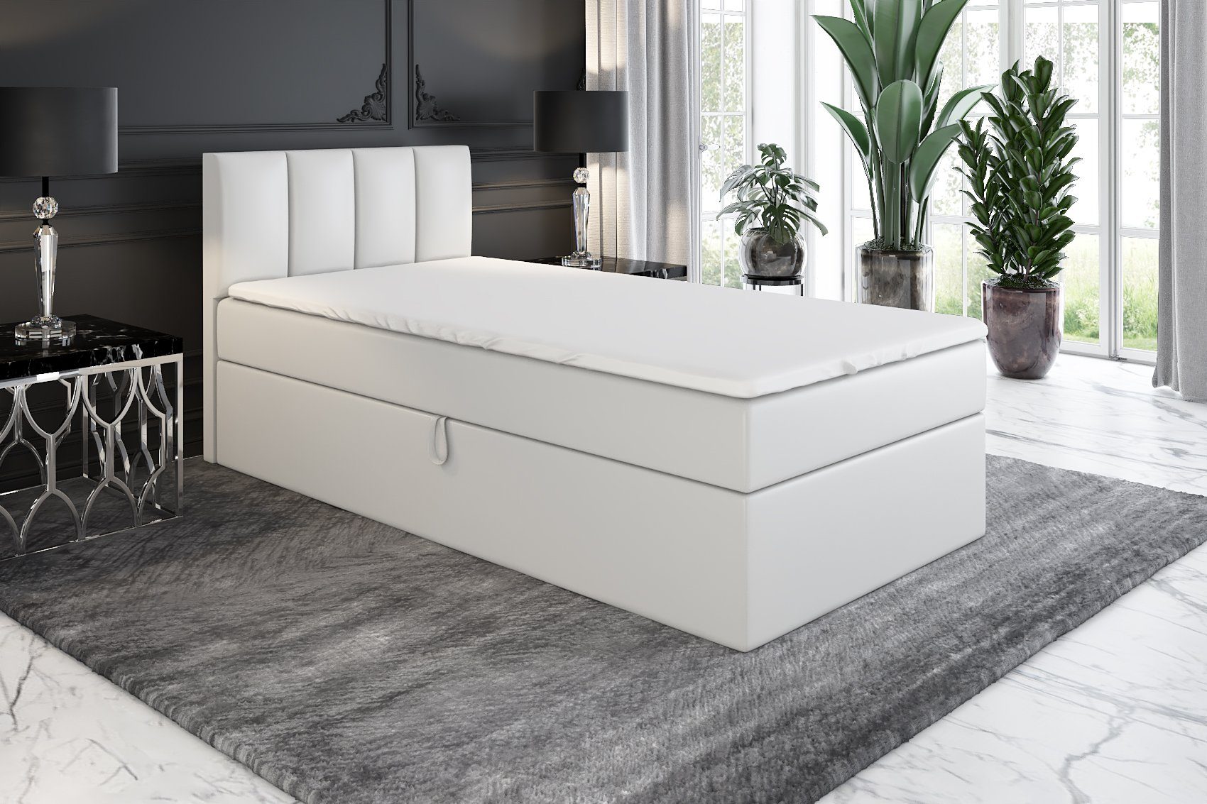 A&J MöbelLand GmbH Boxspringbett GUNNAR mit Bettkäste, Bonell-Matratze und Topper.