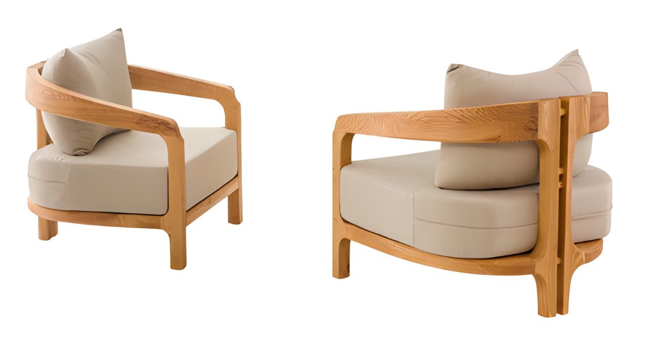 Sessel Beige Stoffsessel im modernen Design für den Außenbereich