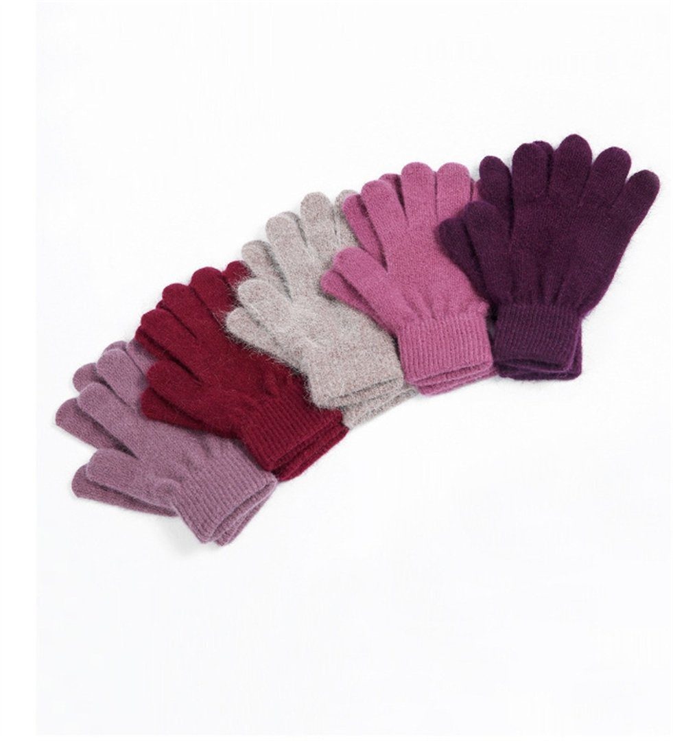 einfach Verdickte, einfarbig, Damen-Strickhandschuhe Winterwarme Handschuhe, warme UG Fleecehandschuhe weich modische, und L.Ru