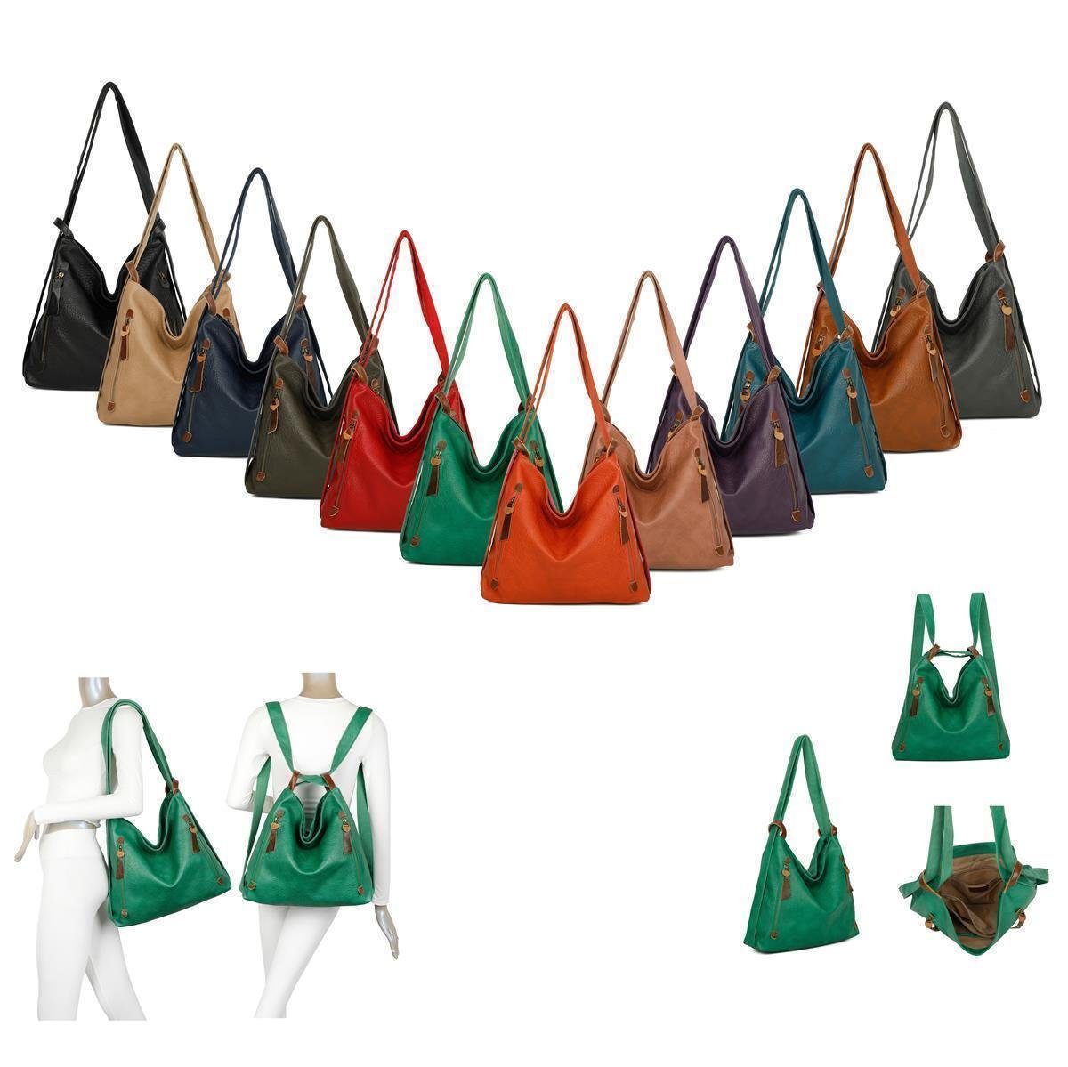 ITALYSHOP24 Schultertasche Damen Rucksack Handtasche Schultertasche, leicht günstig online kaufen