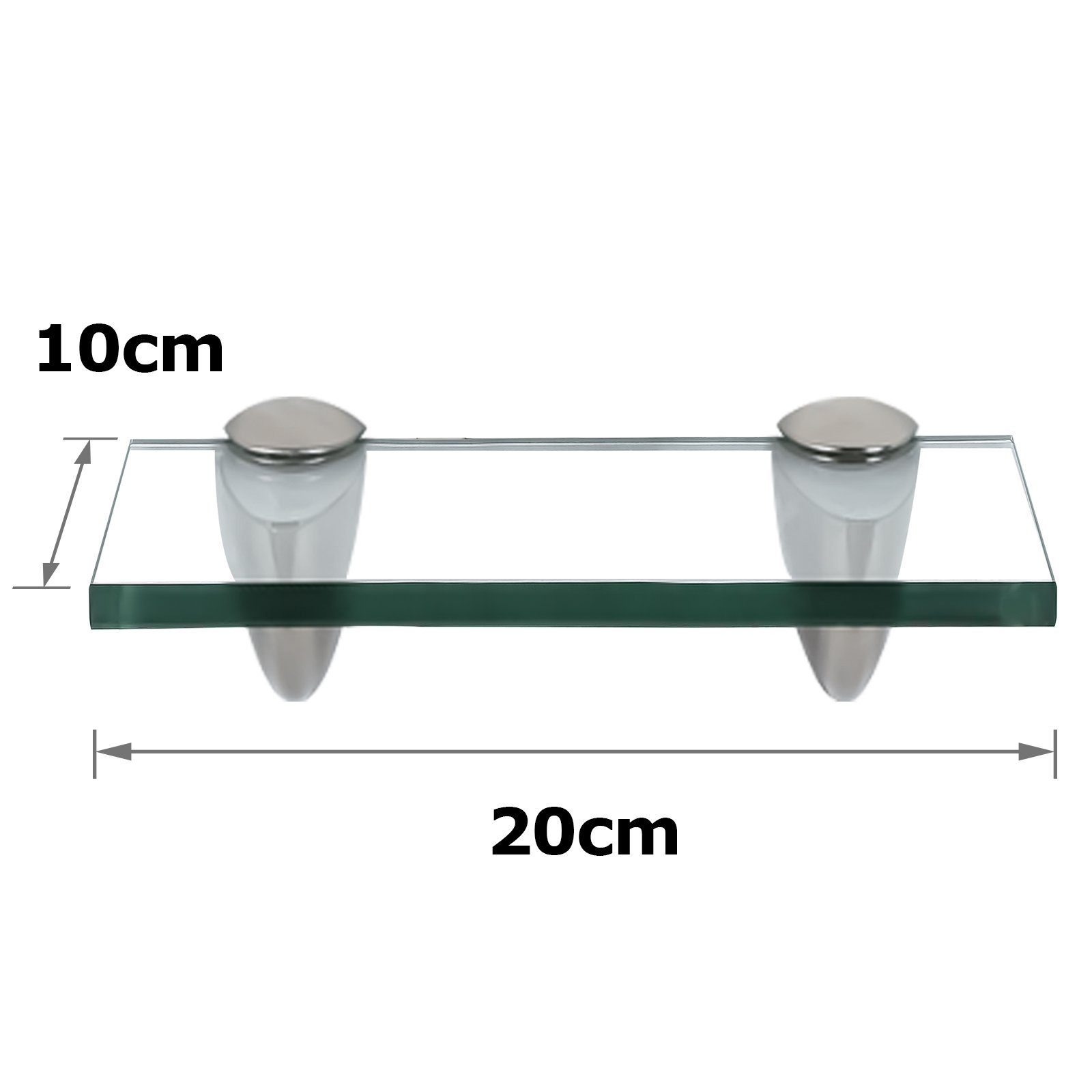 ideal cm für Glasablage Wandregal Klarglas 20x10x0.8 Glasregal Bad, Clanmacy Dusche