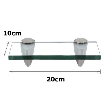 Clanmacy Wandregal Glasablage Glasregal ideal für Bad, Dusche 20x10x0.8 cm Klarglas