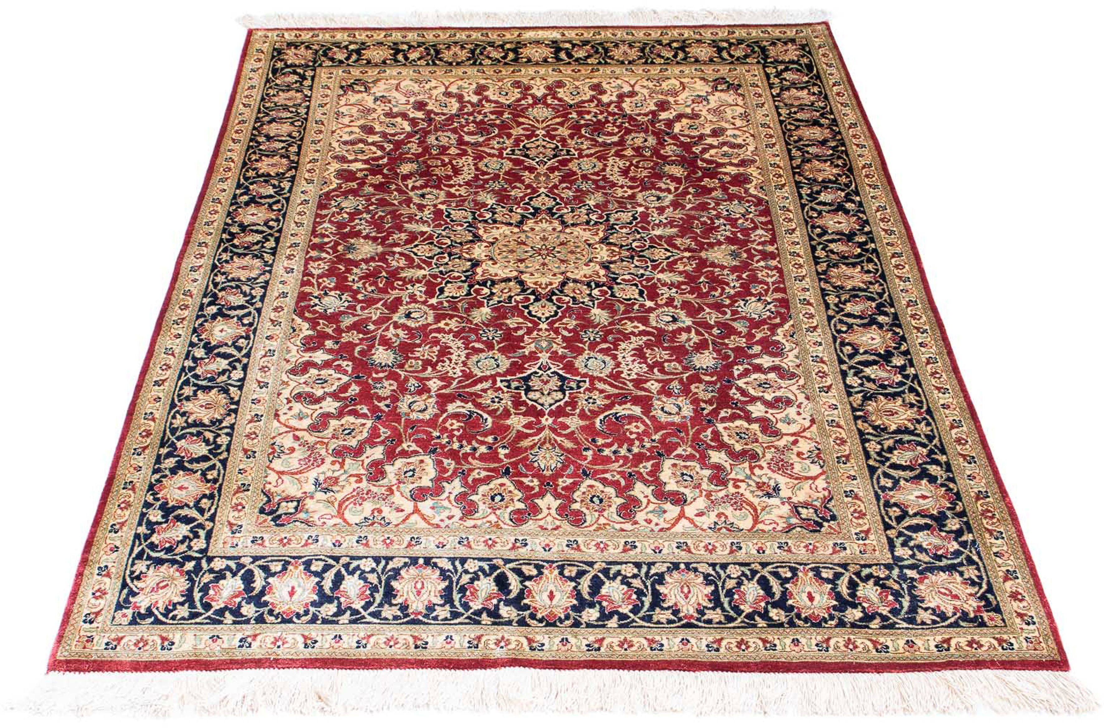 Orientteppich Perser - Ghom - 151 x 100 cm - rot, morgenland, rechteckig, Höhe: 10 mm, Wohnzimmer, Handgeknüpft, Einzelstück mit Zertifikat