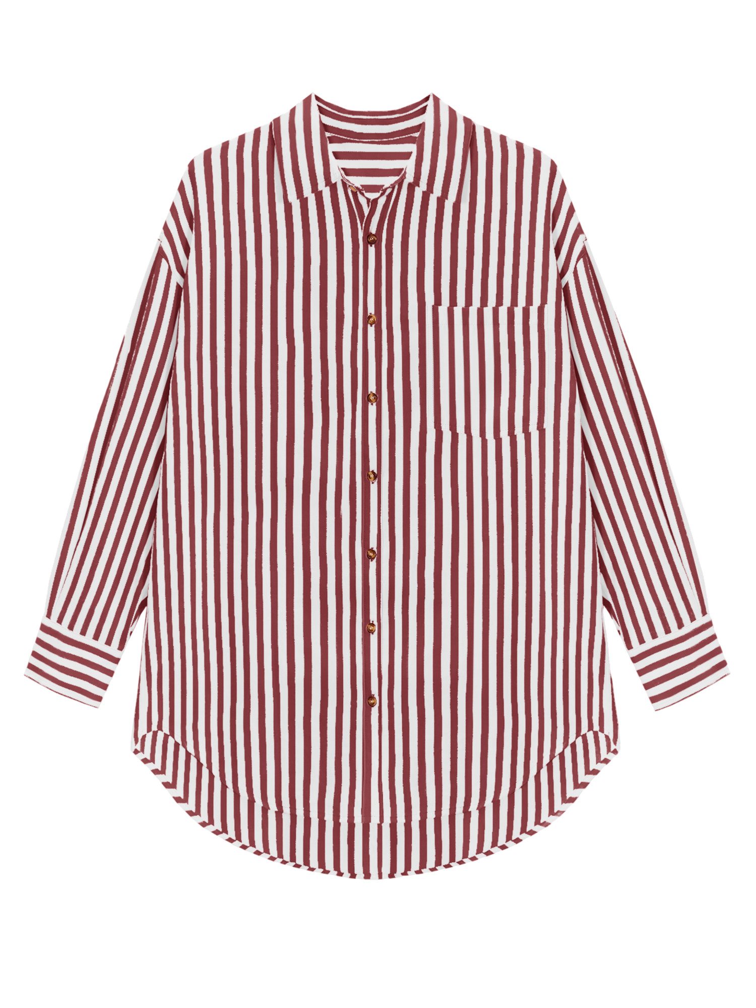 Blusenshirt Damen Übergroße gestreifte Button-Down-Hemden