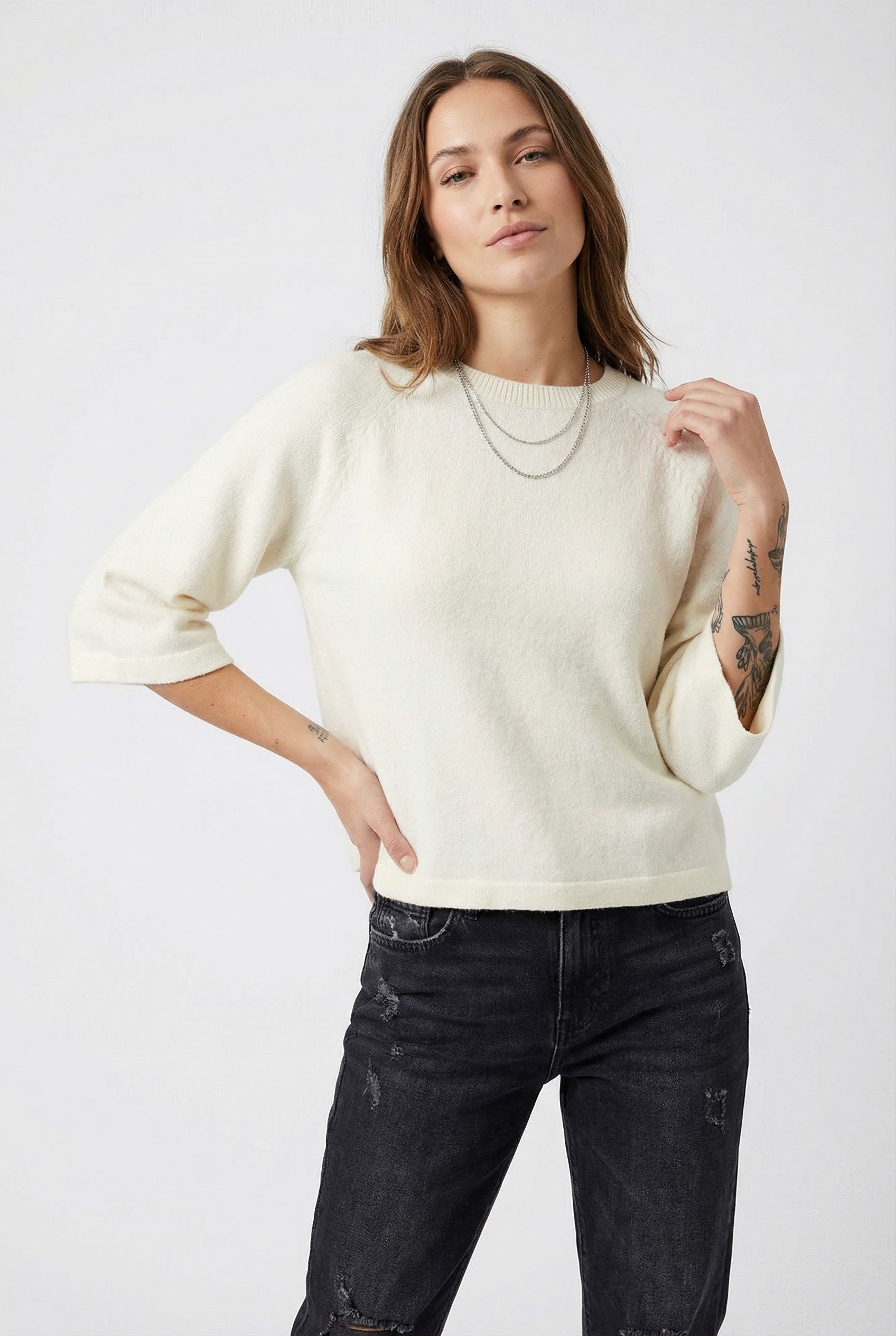 ONLY Strickpullover ONLSIMONI 3/4 PULLOVER KNT NOOS Materialmix, regular fi günstig online kaufen