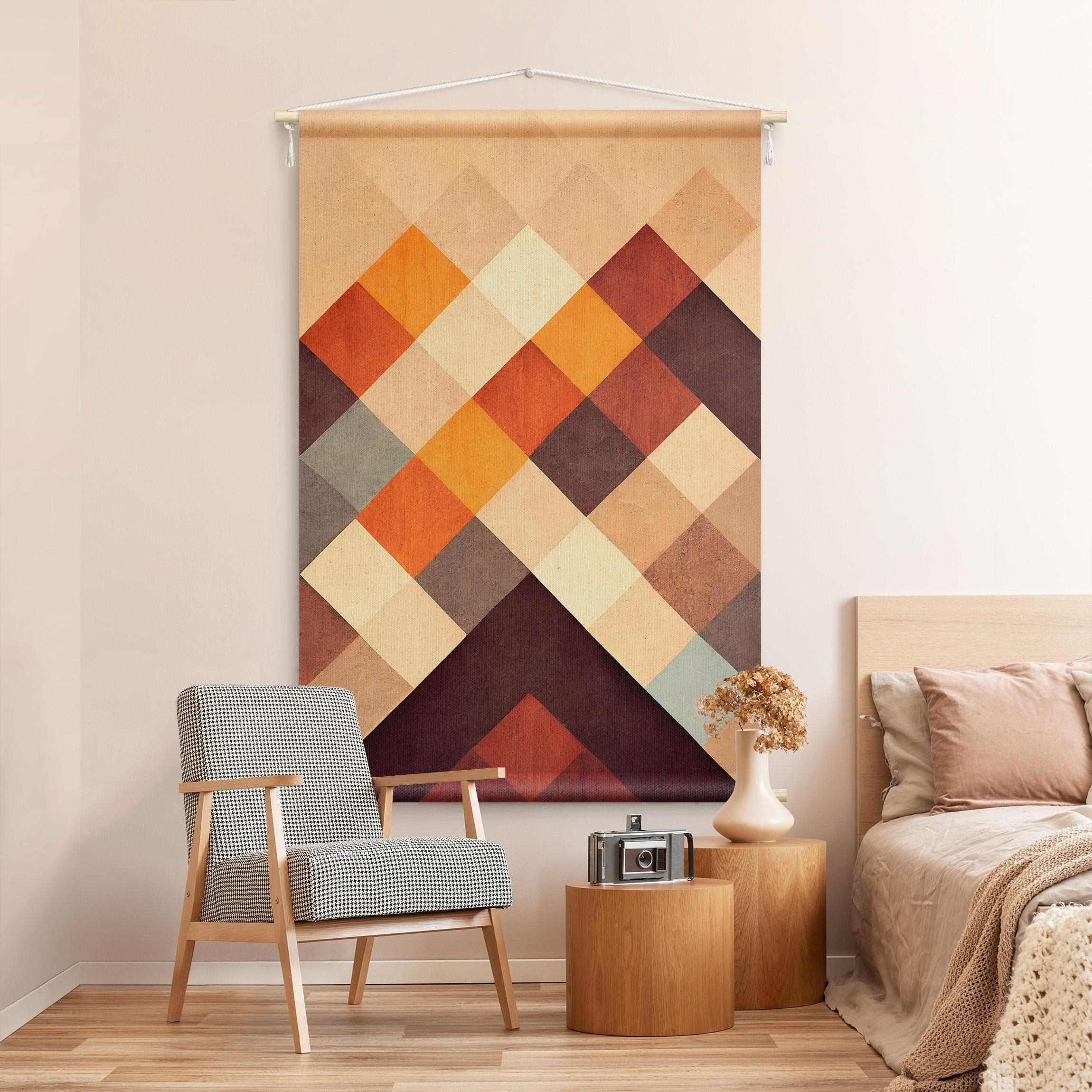 Bilderdepot24 Wandteppich modern Muster Abstrakt gelb, rechteckig, Höhe: 2.6 mm, großes Wandbild aus Natur-Baumwolle Wandbehang Stoffbild Tuch Wollseil
