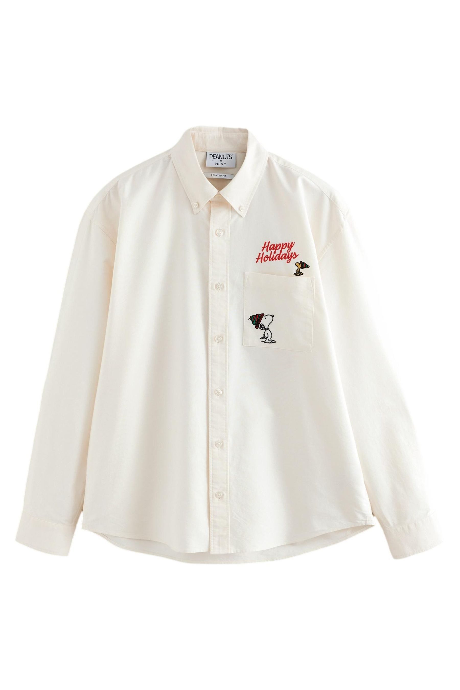 Next Langarmhemd Langärmeliges Hemd mit Weihnachts-Print, Snoopy (1-tlg)