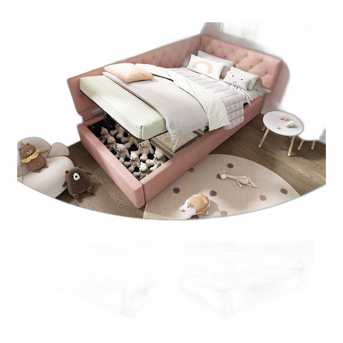 SIKAINI Daybett Daybett, 90x200 cm, in Rosa, aus Samt (set, 1 tlg), Bettgestell mit Lattenrost