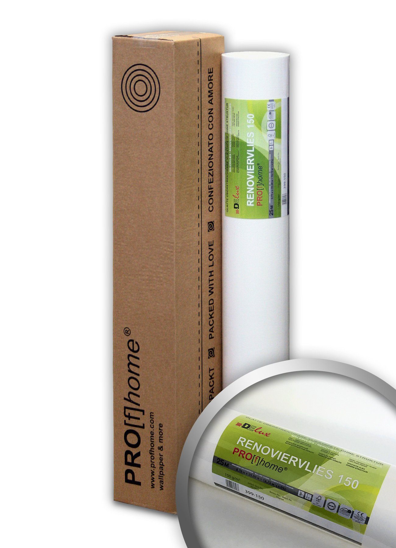 Profhome Vliestapete Malervlies Renoviervlies 150 g Anstrichvlies Vliestapete 25 Meter, glatt, matt, (Renoviervlies Glattvlies Malervlies, 150 g/m2, glasfaserfrei, atmungsaktiv, rissüberbrückend, überstreichbar), FSC® MIX Nr. TSUD-COC-001718-KR