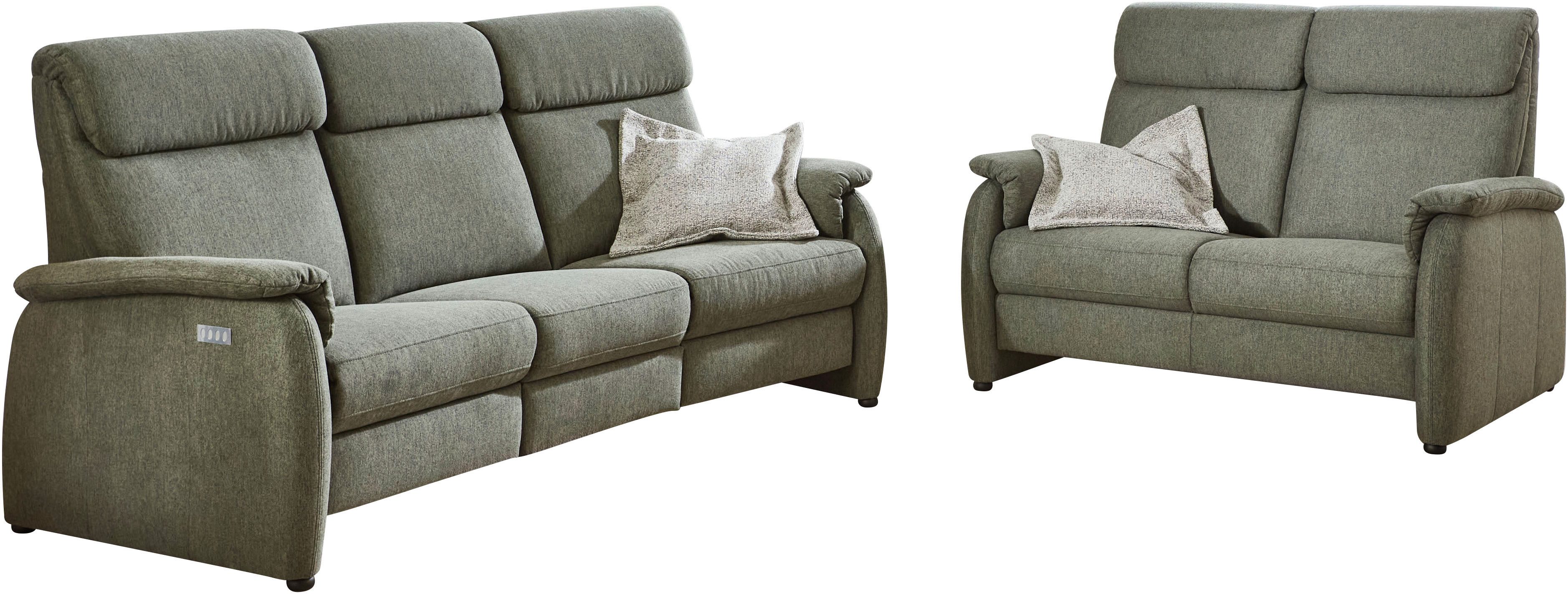 Home affaire Polstergarnitur Turin, 2,5- & 3-Sitzer mit elektrischer Relaxfunktion, (Set, 4-tlg), inkl. Tisch, USB & Steckdose, Federkern & pflegeleichtem Bezug