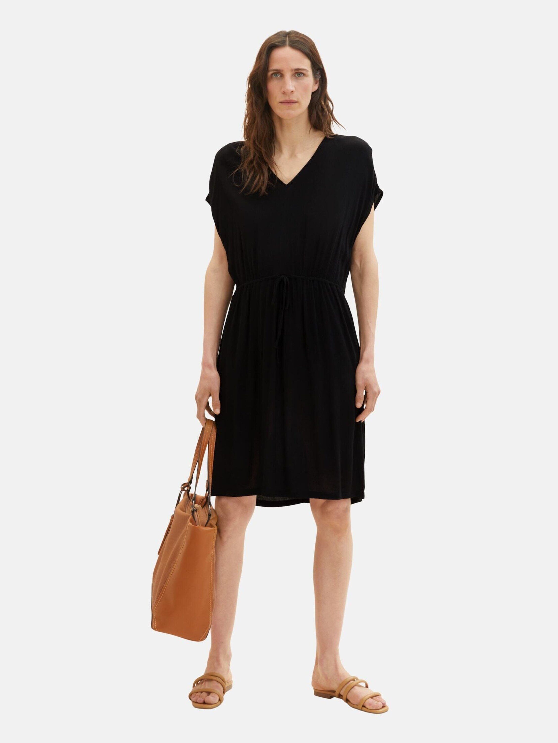 TOM TAILOR Sommerkleid (1-tlg) Drapiert/gerafft deep black