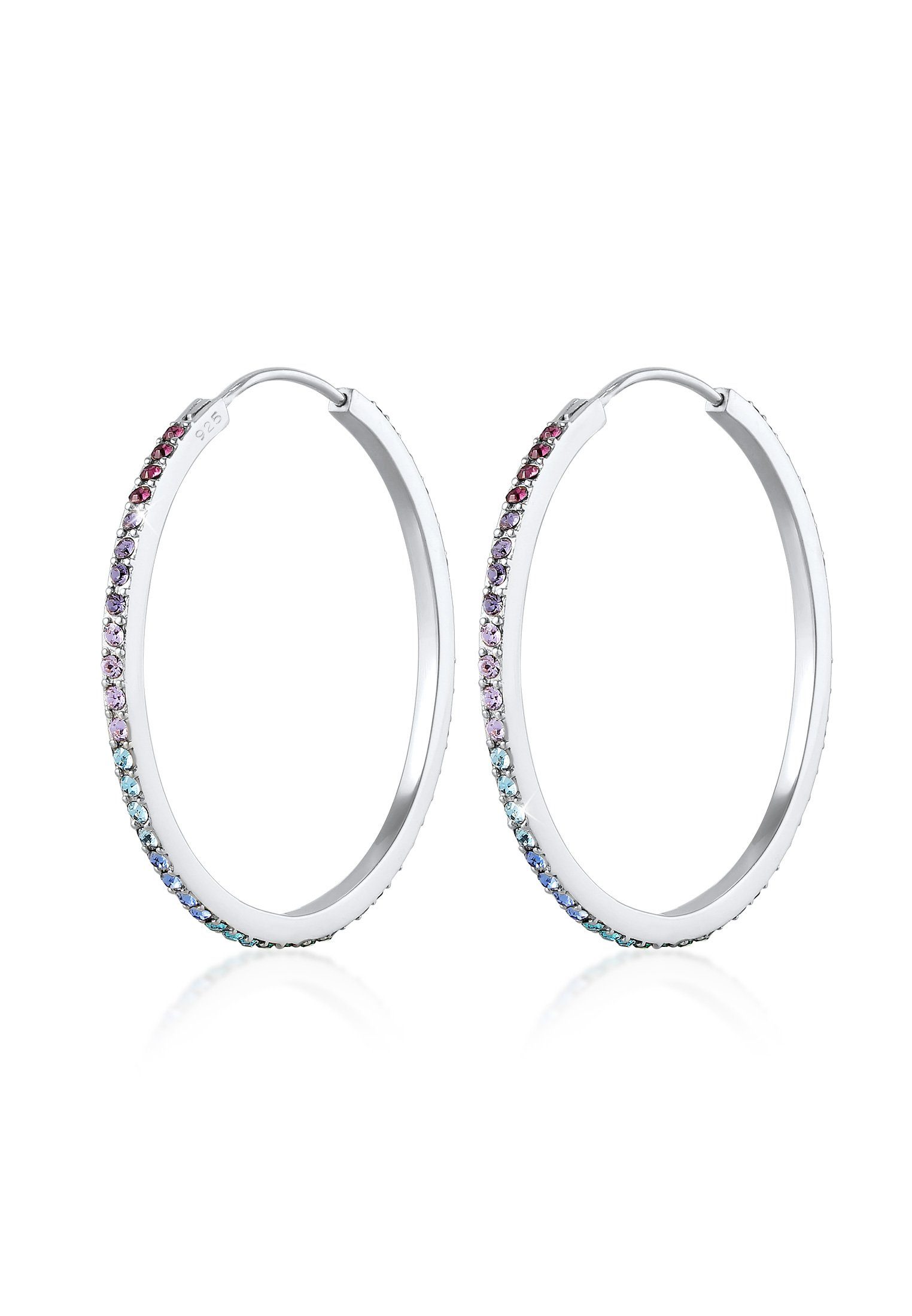 Paar Creolen Creole Regenbogen Kristalle 925 Silber