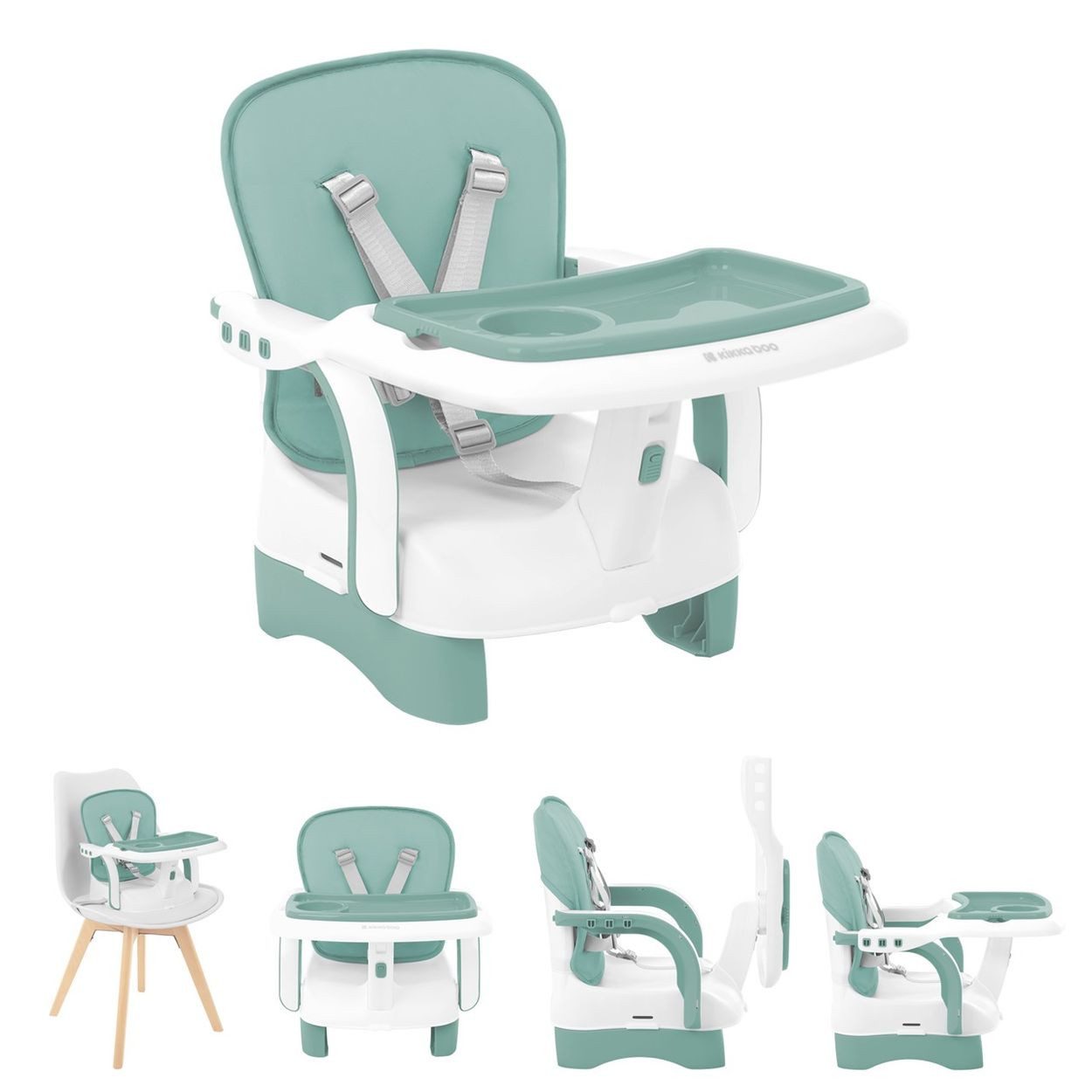 Kikkaboo Stuhl Kinderstuhl, Booster Chewy, Doppeltablett, Sicherheitsgurt, faltbar
